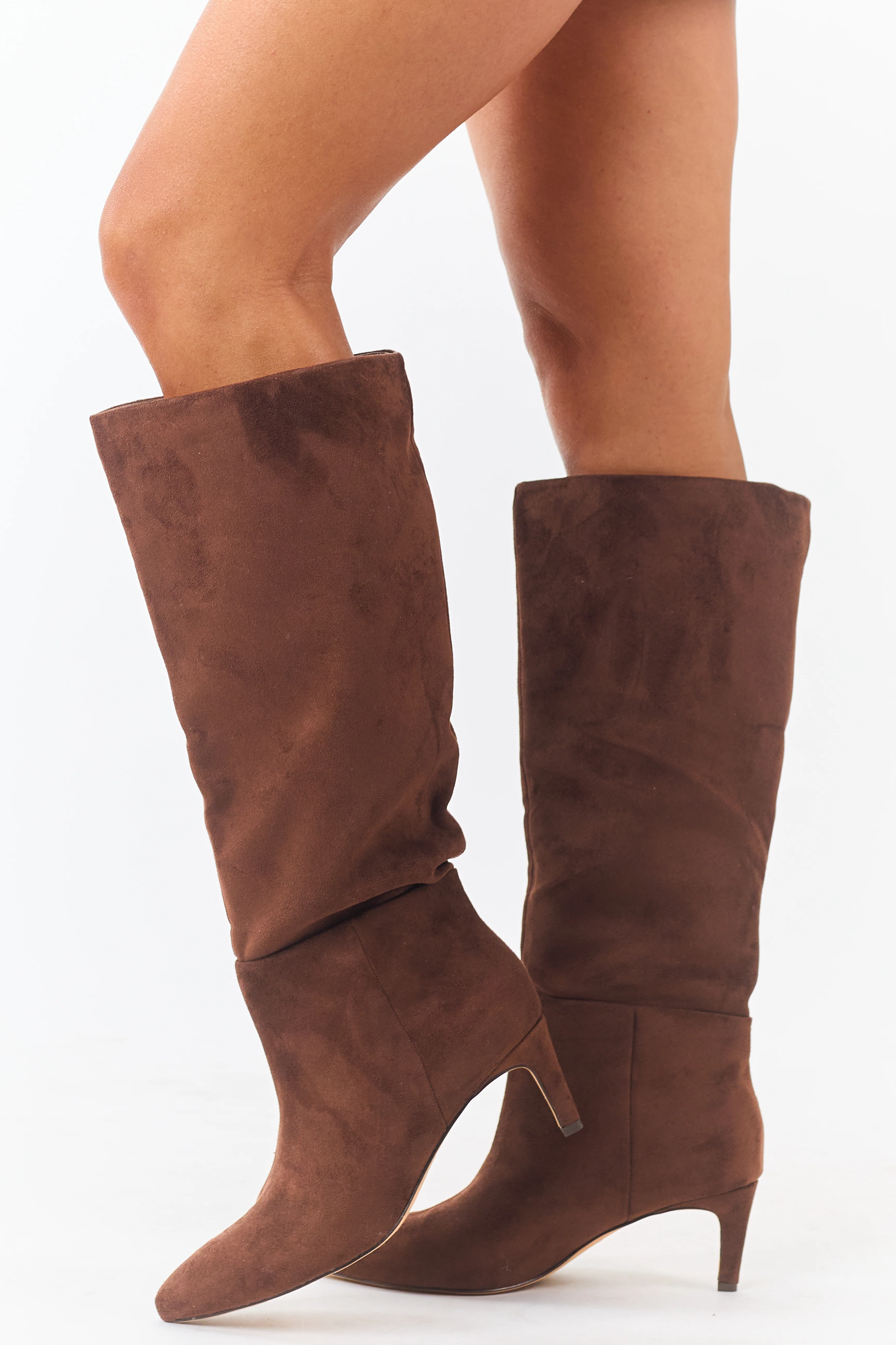 Sepia Faux Suede Pointed Toe Heeled Boots - Image 5