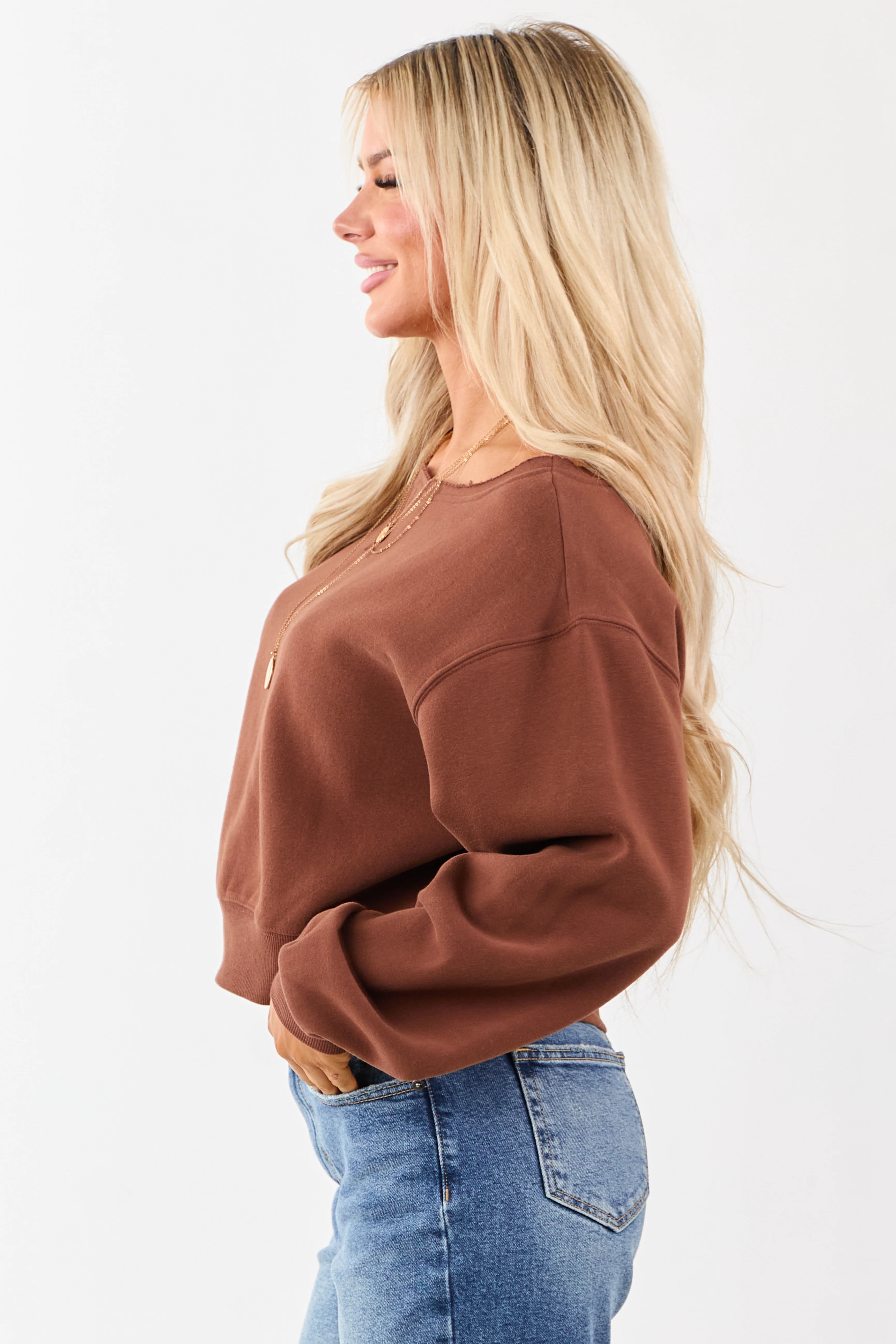 Sepia Raw Boat Neck Boxy Pullover Sweatshirt - Image 4