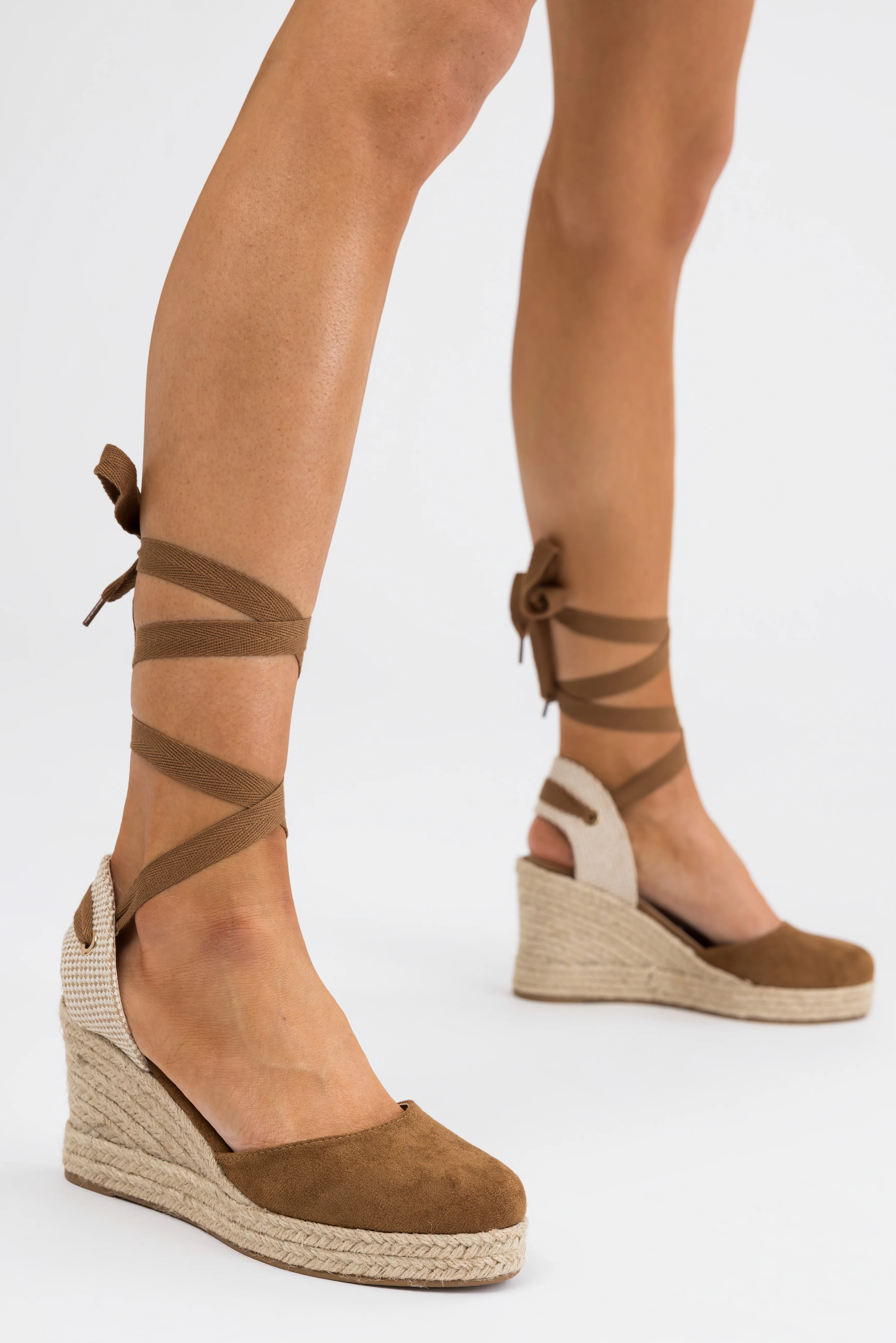 Sepia Suede Closed Toe Espadrille Wedges - Image 10