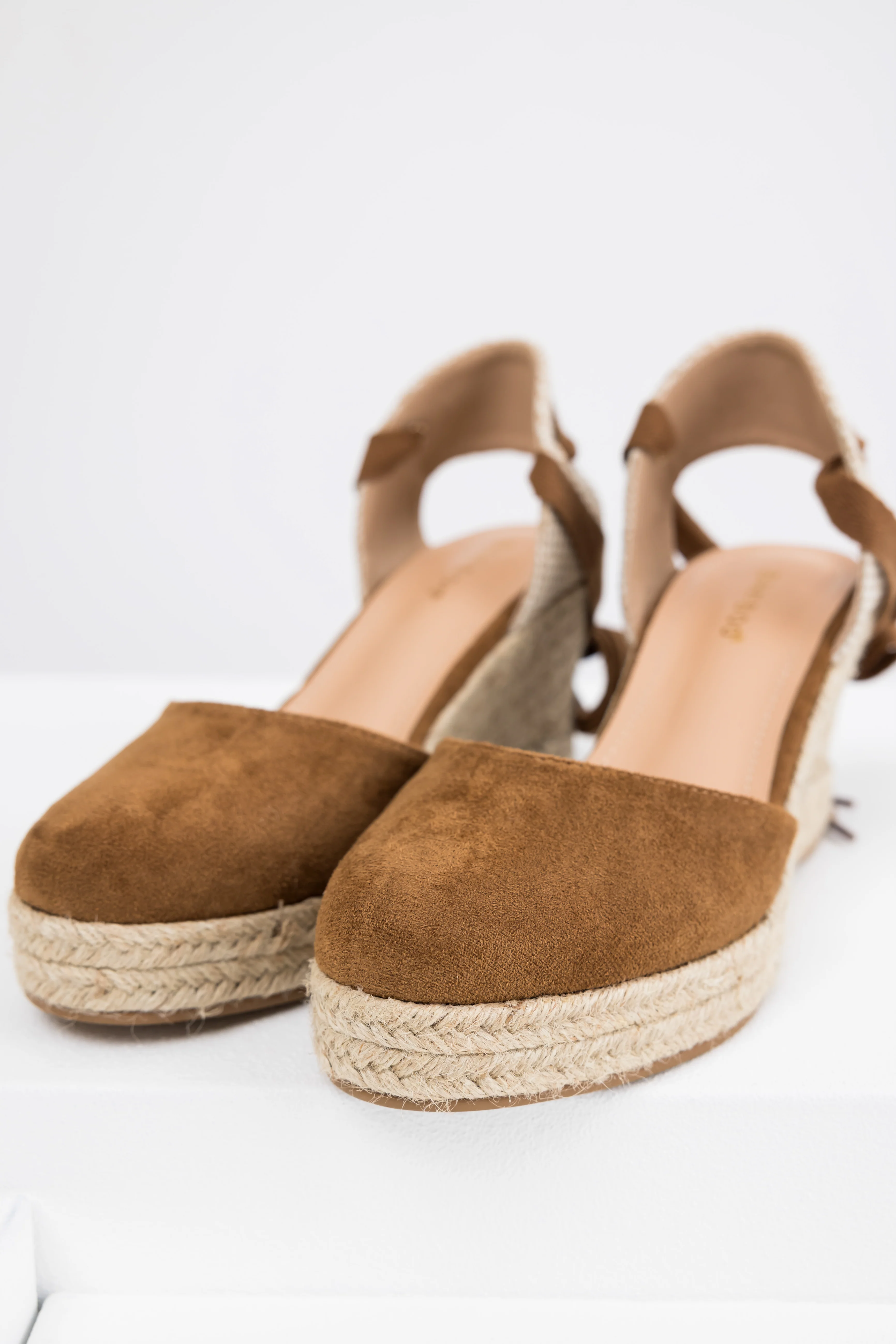 Sepia Suede Closed Toe Espadrille Wedges - Image 2