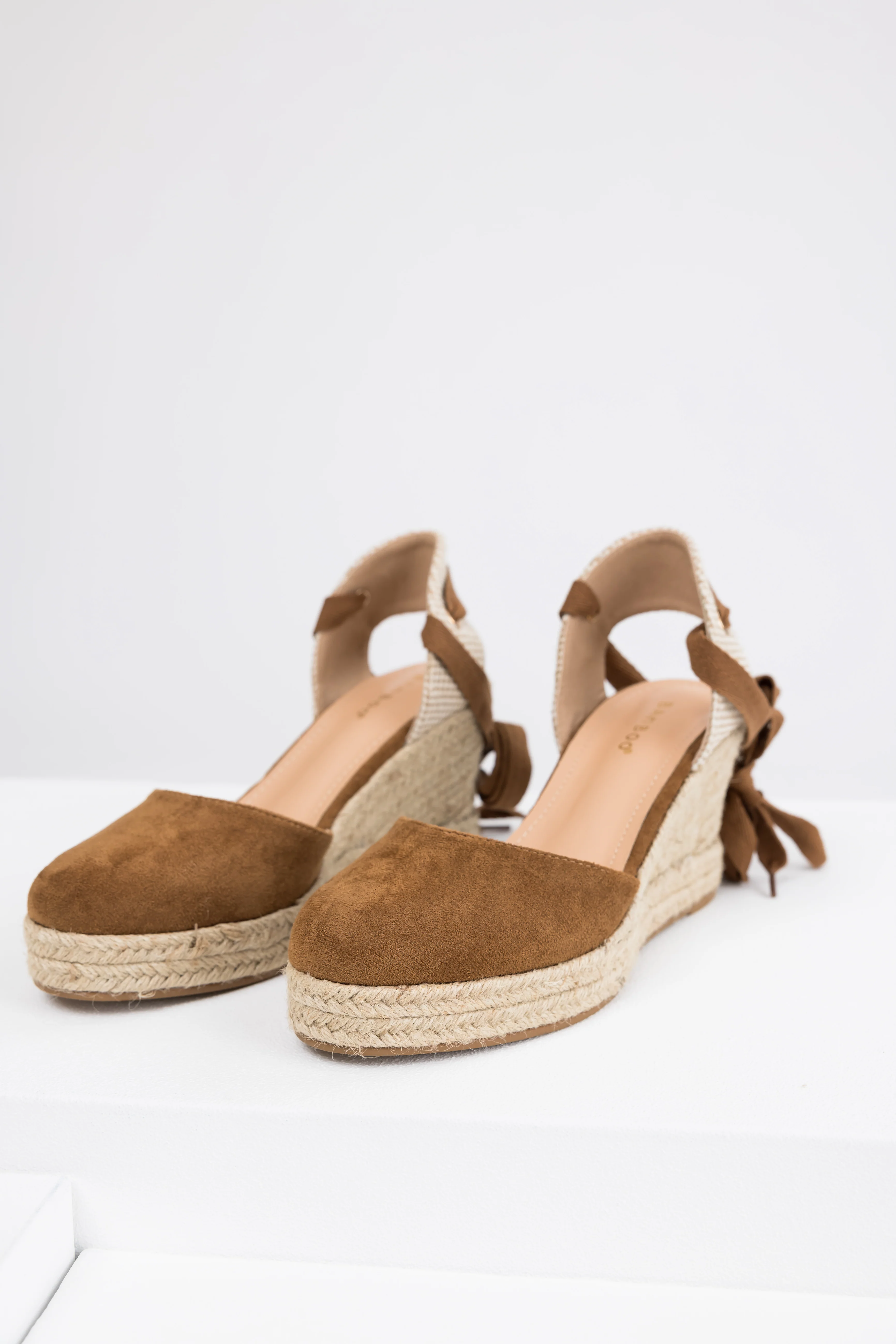 Sepia Suede Closed Toe Espadrille Wedges - Image 3