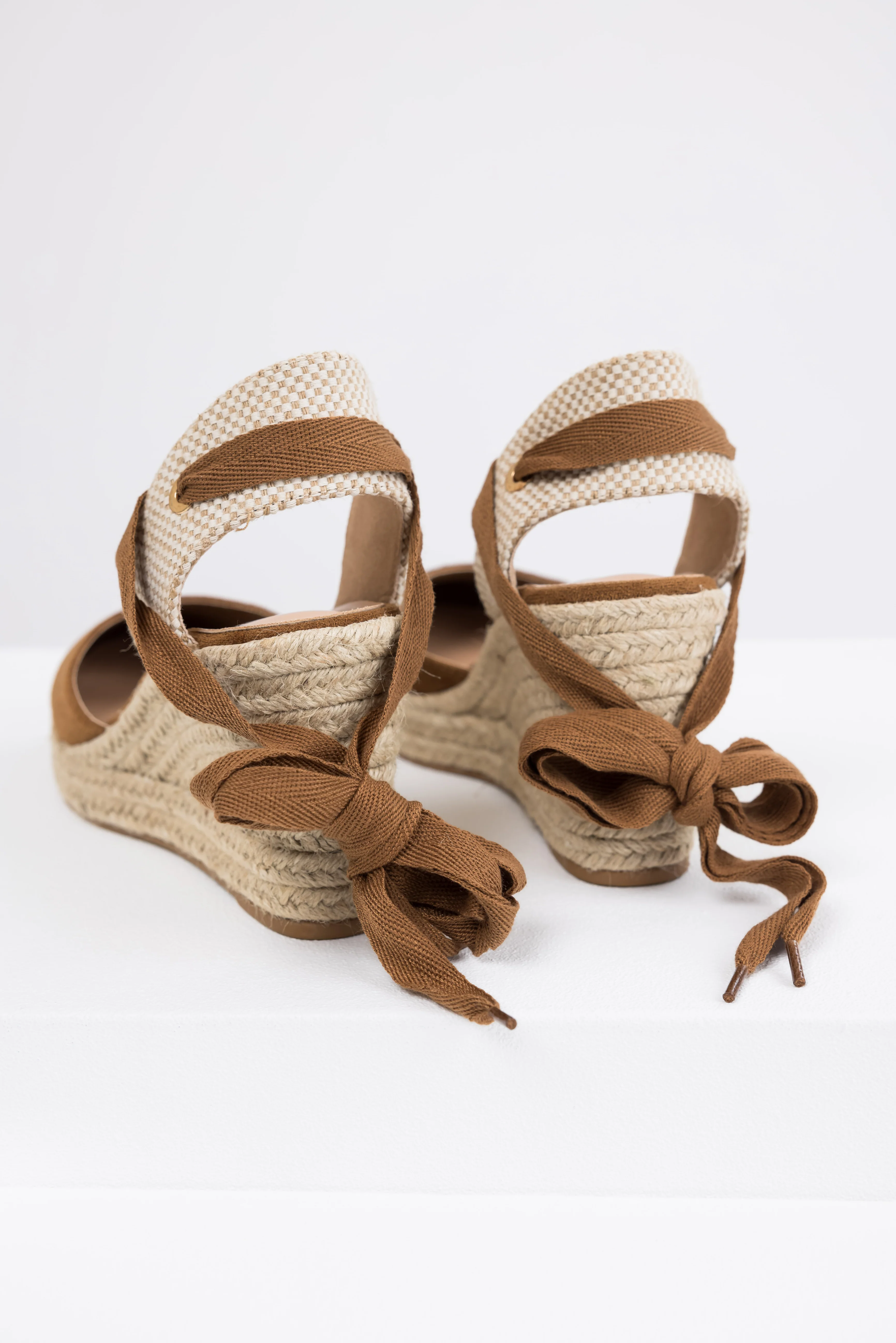 Sepia Suede Closed Toe Espadrille Wedges - Image 4