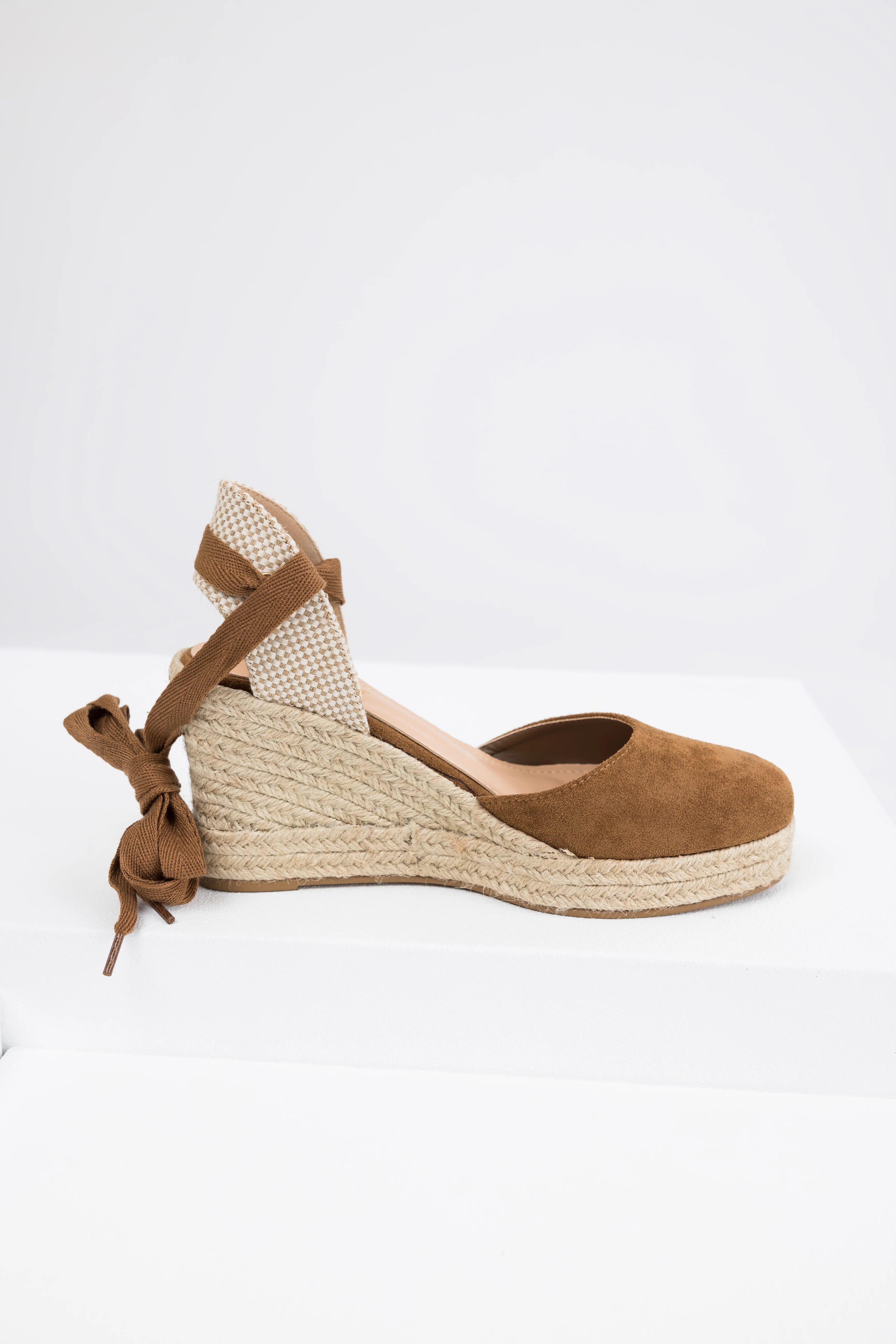 Sepia Suede Closed Toe Espadrille Wedges - Image 5