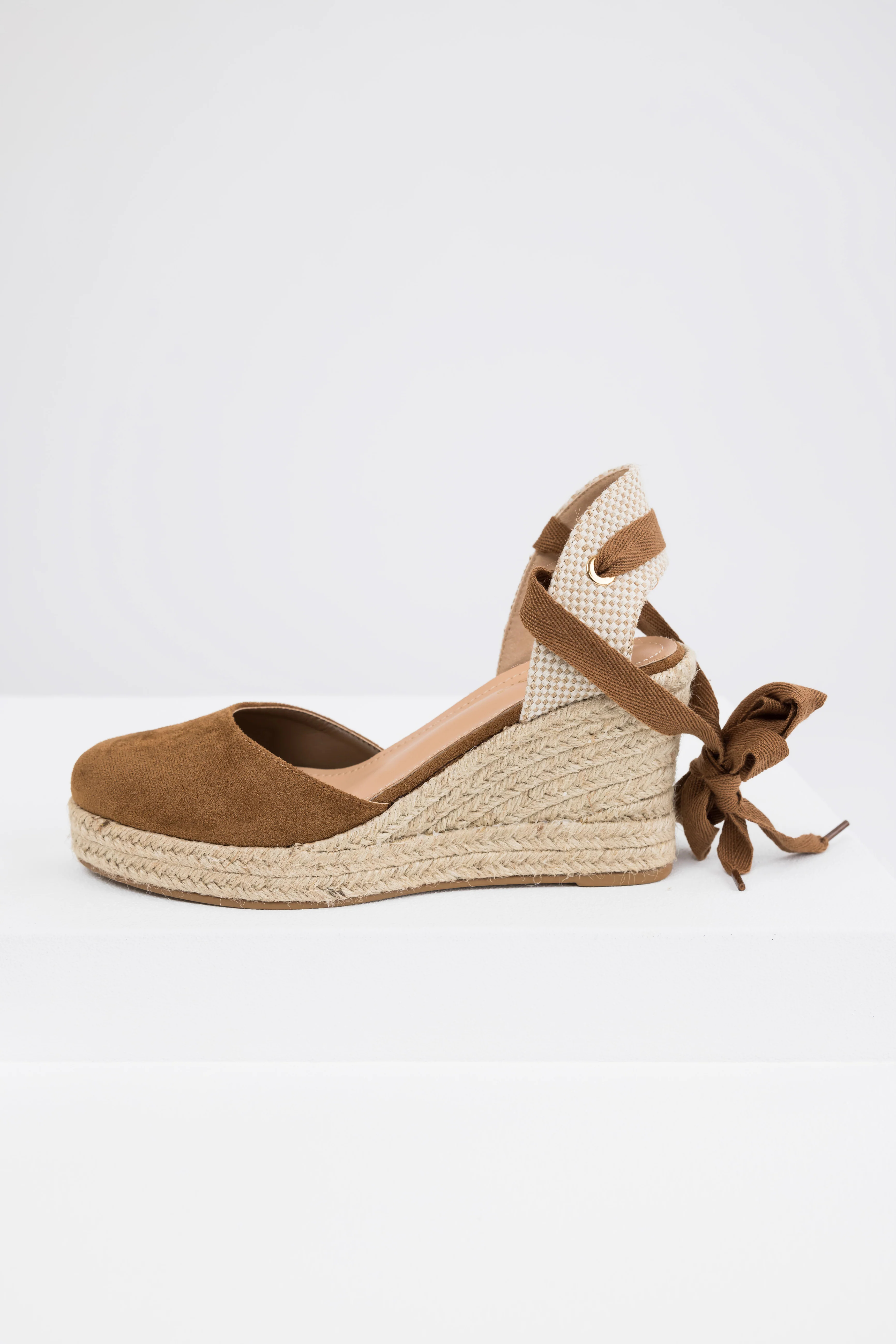 Sepia Suede Closed Toe Espadrille Wedges - Image 6