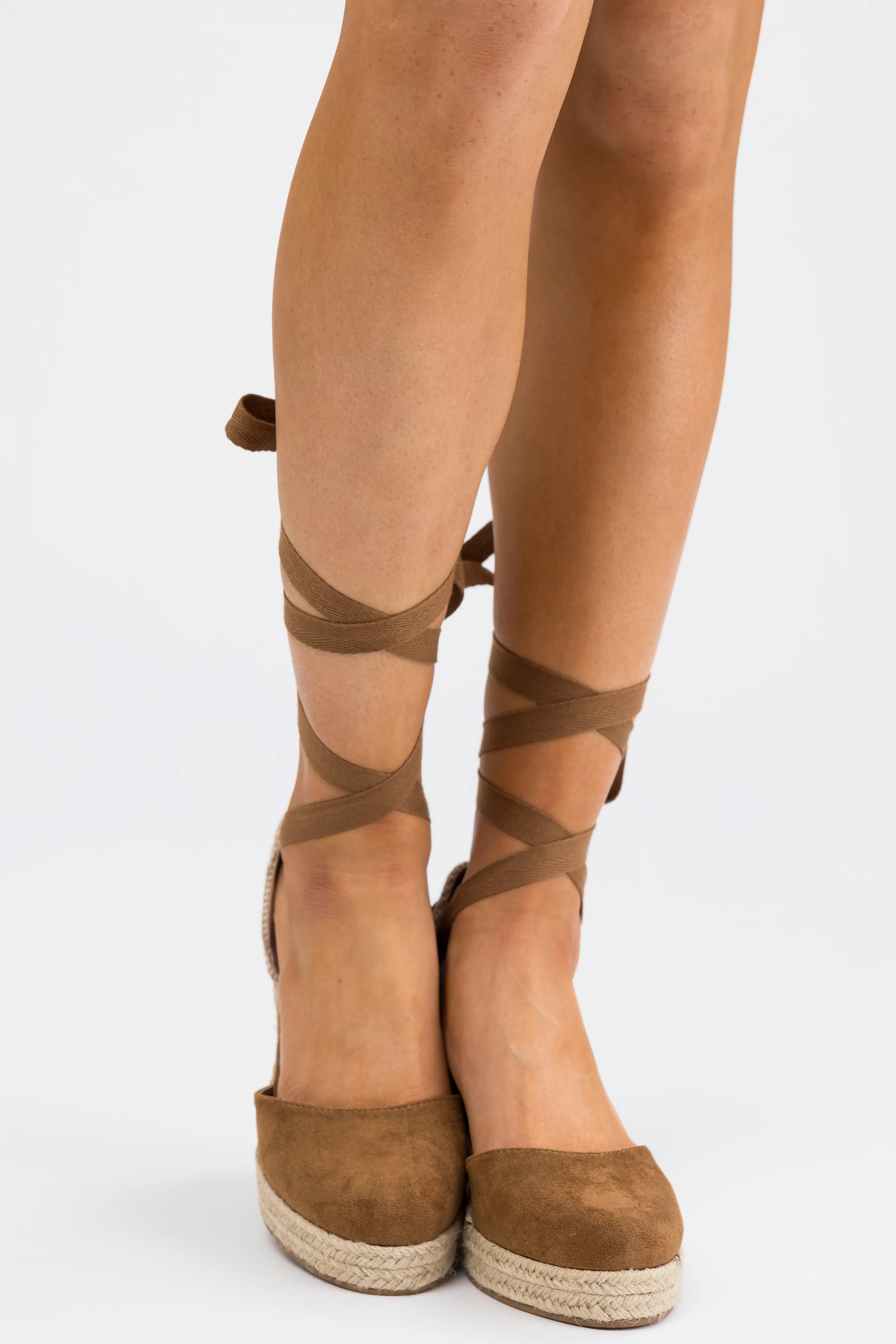 Sepia Suede Closed Toe Espadrille Wedges - Image 7