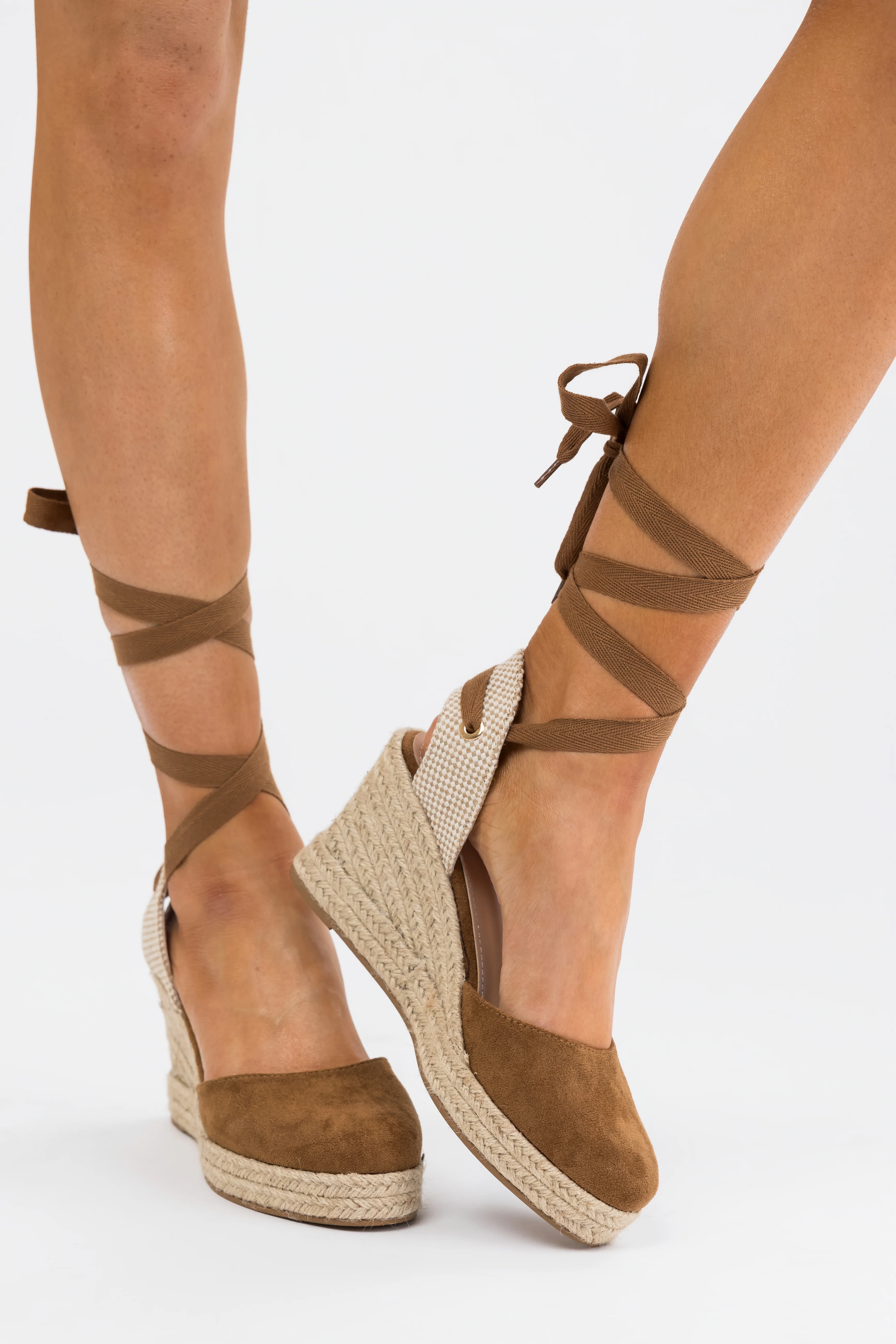 Sepia Suede Closed Toe Espadrille Wedges - Image 8