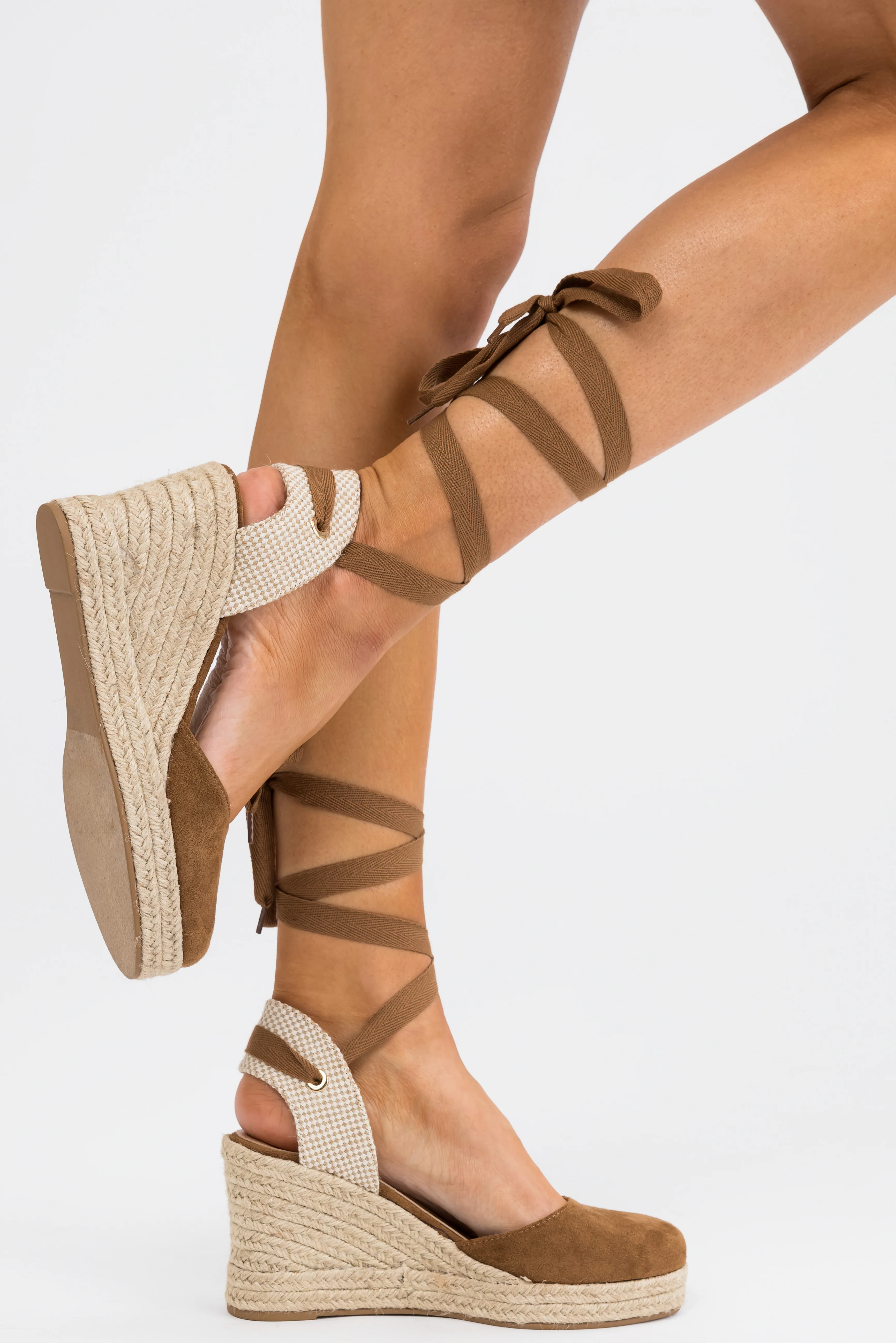 Sepia Suede Closed Toe Espadrille Wedges - Image 9