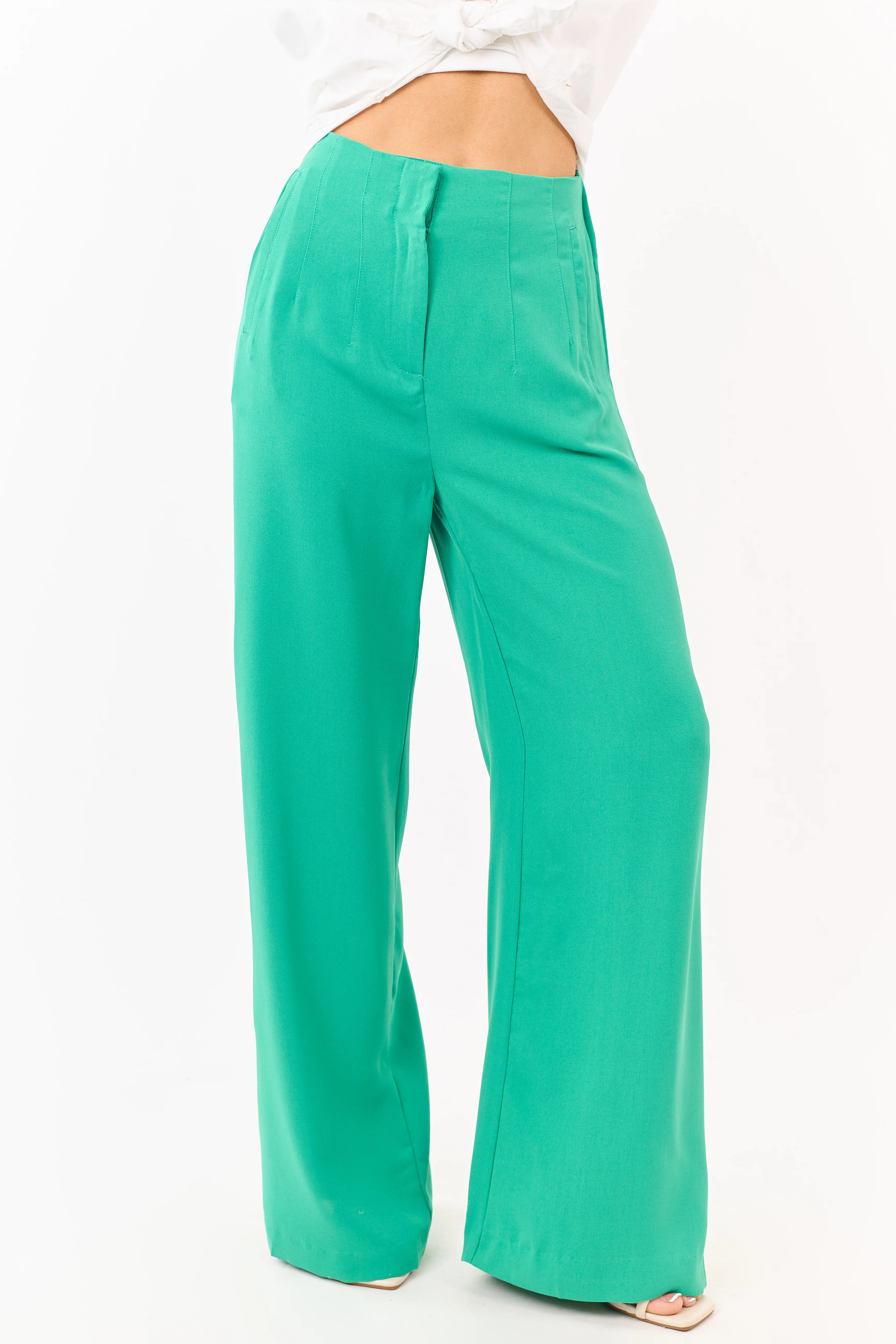 Shamrock High Waisted Flowy Wide Leg Pants - Image 2