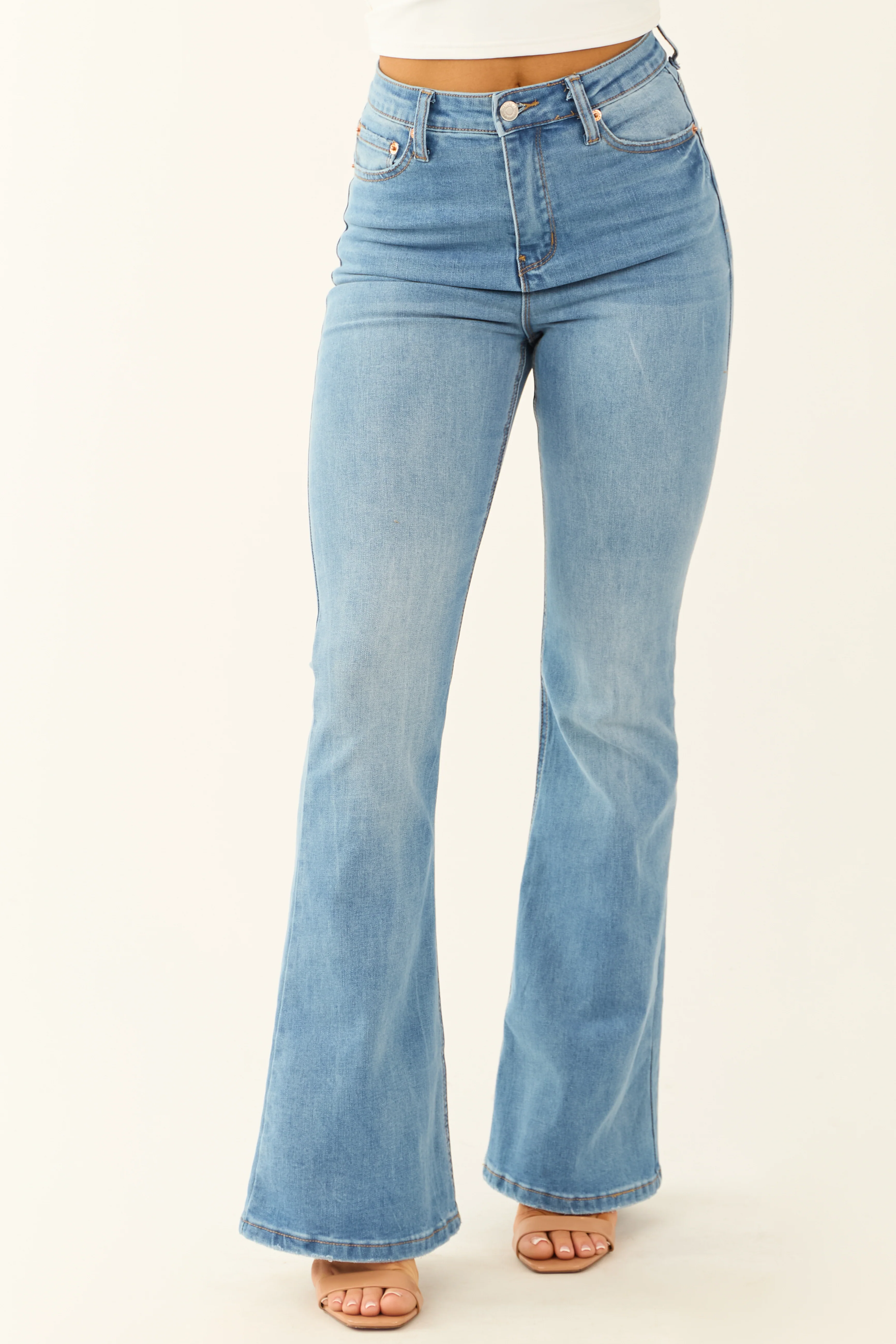 Signature 8 Medium Wash Flare High Waist Jeans - Image 2
