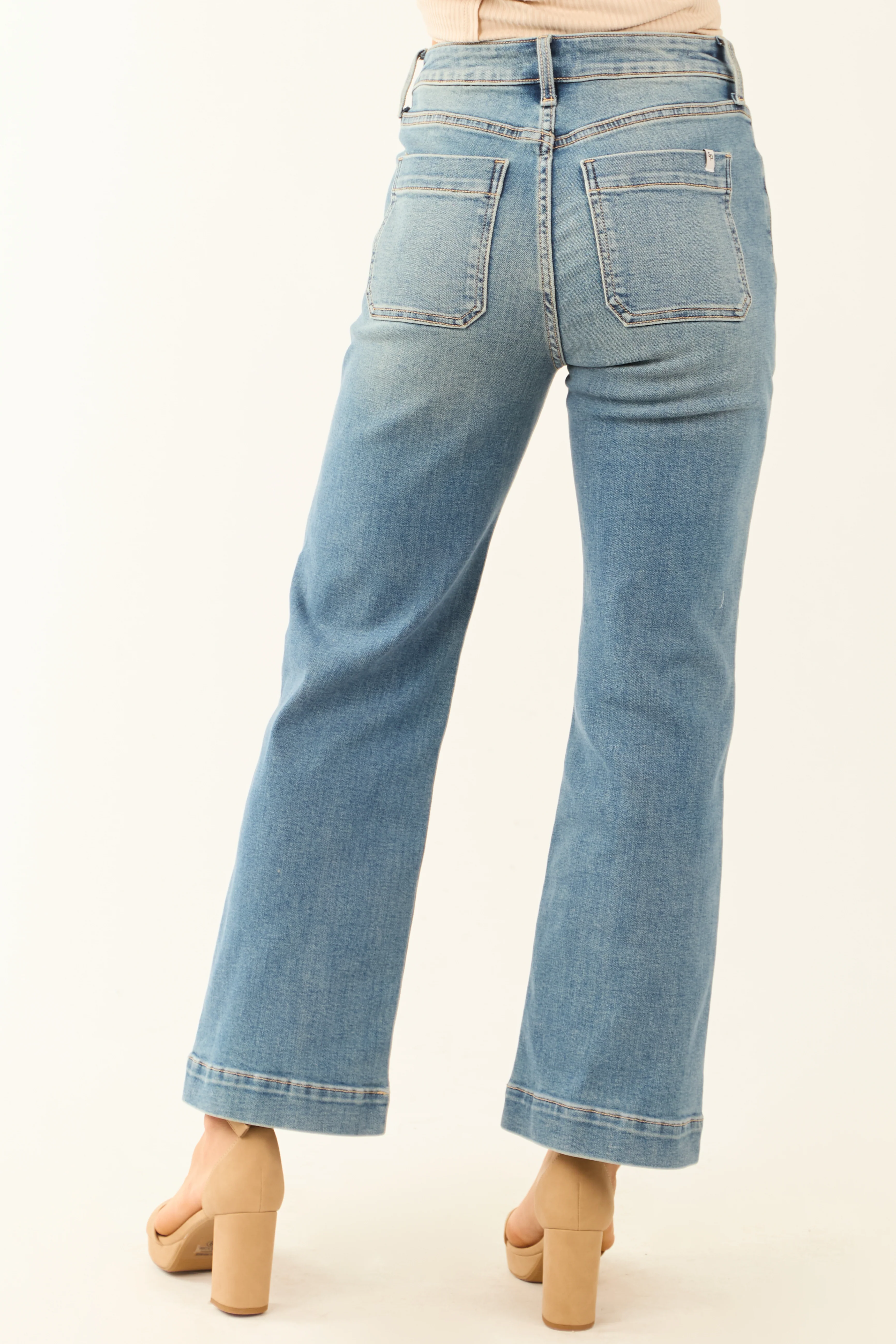 Sneak Peak Vintage Wash Wide Leg Stretchy Jeans - Image 4