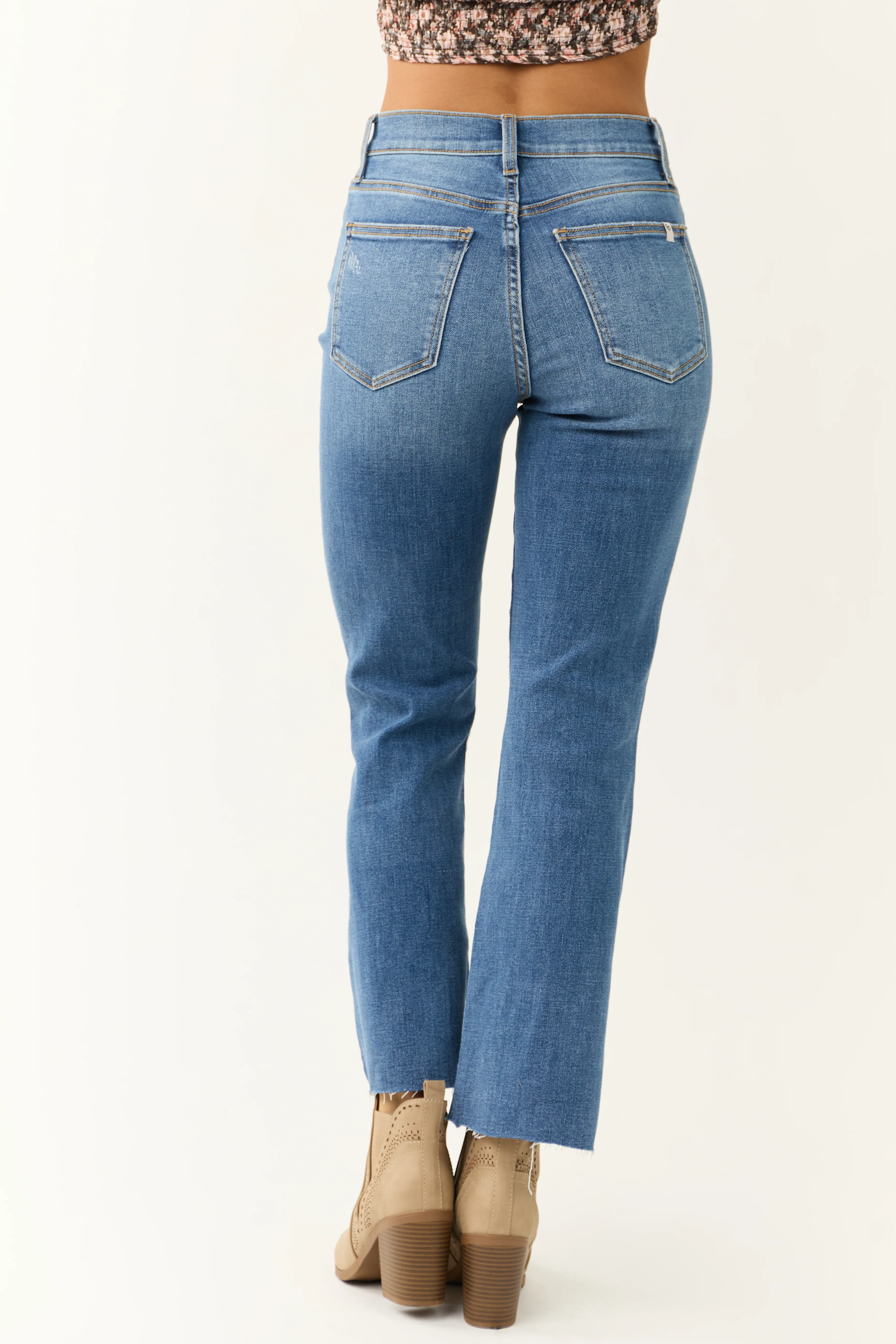 Sneak Peek Medium Wash High Rise Cropped Jeans - Image 4