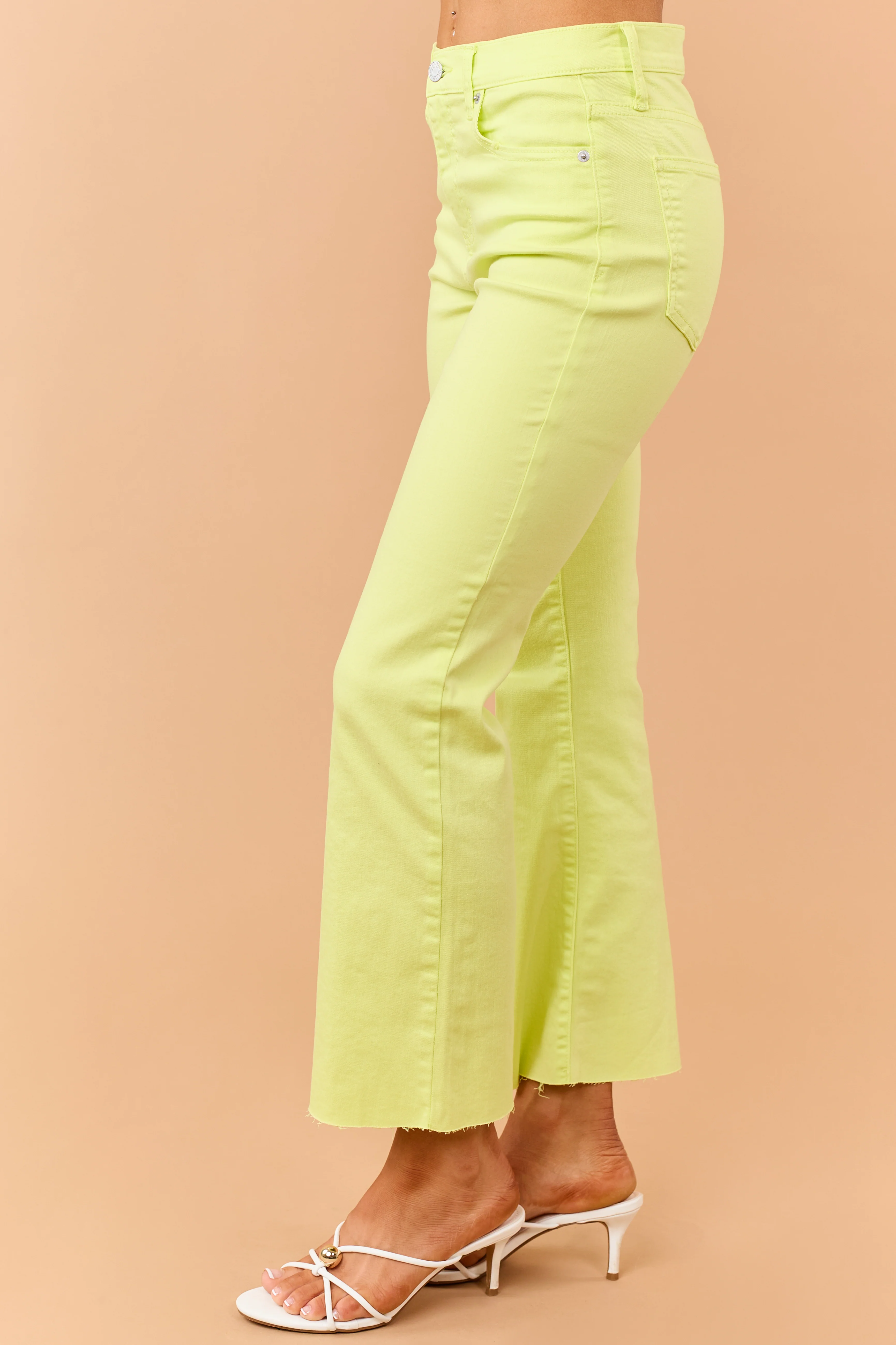 Sneak Peek Neon Lime Stretchy Kick Flare Jeans - Image 3