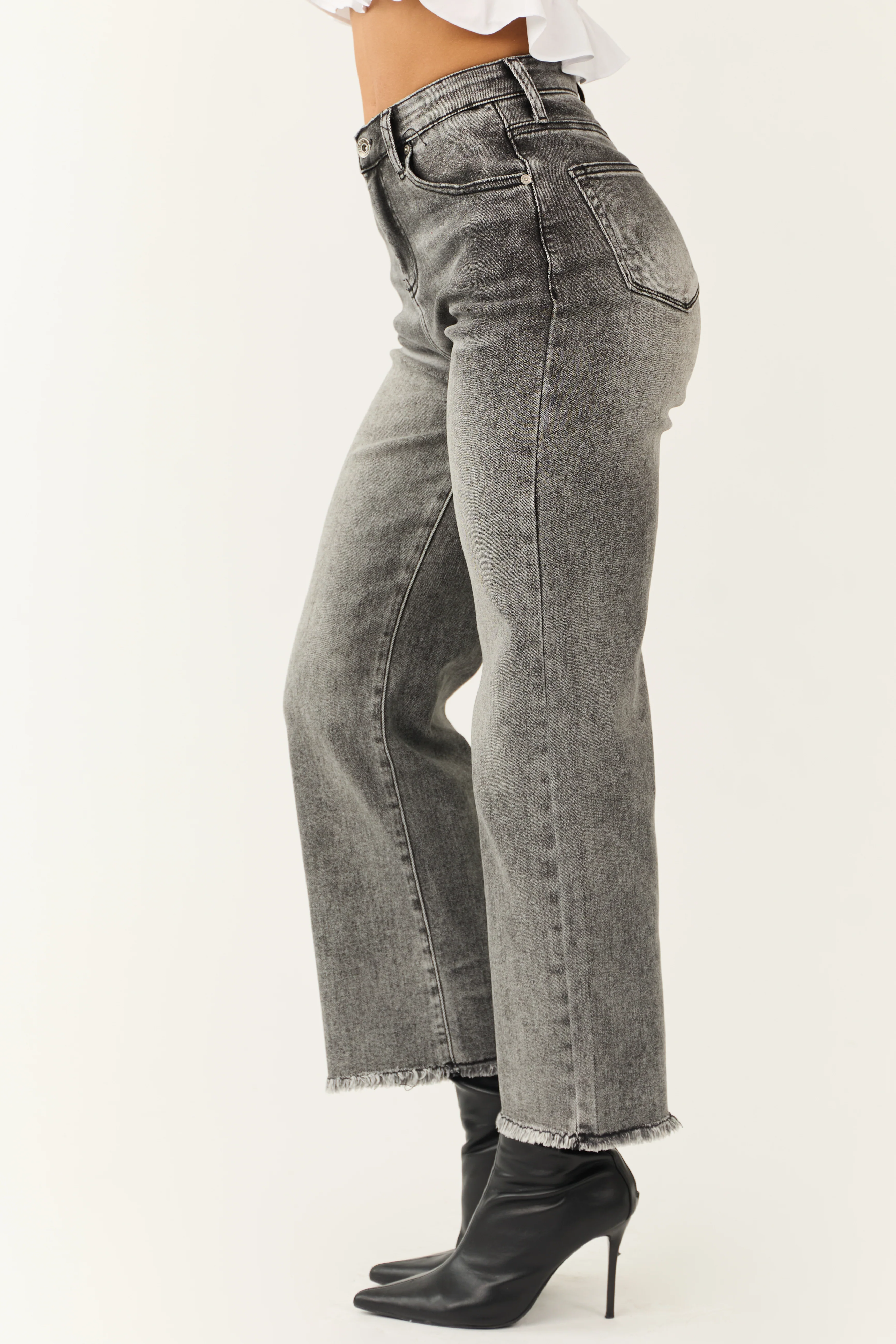 Special A Black Wash Tummy Control Wide Jeans - Image 3