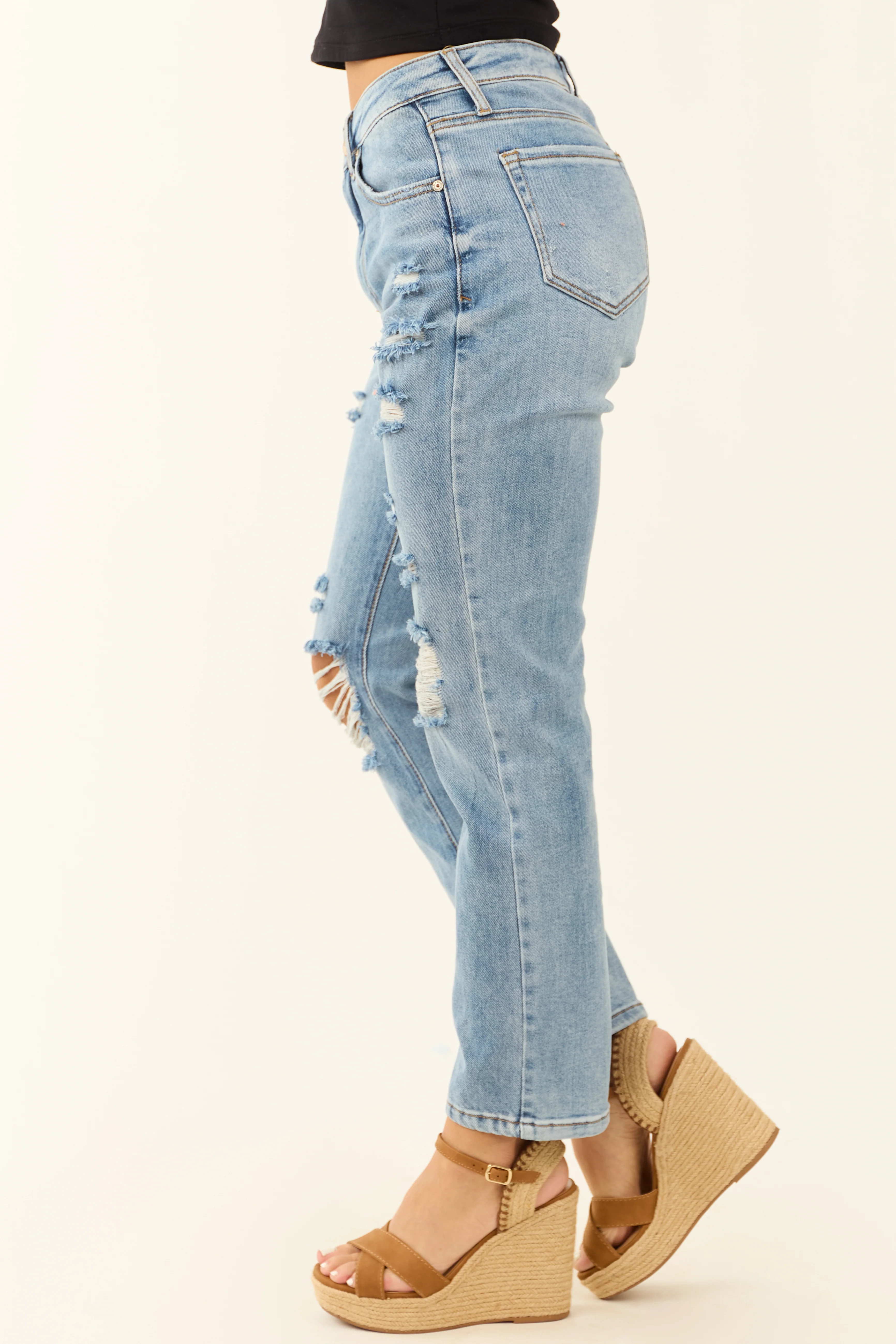 Special A Distressed Medium Wash Straight Jeans - Image 3