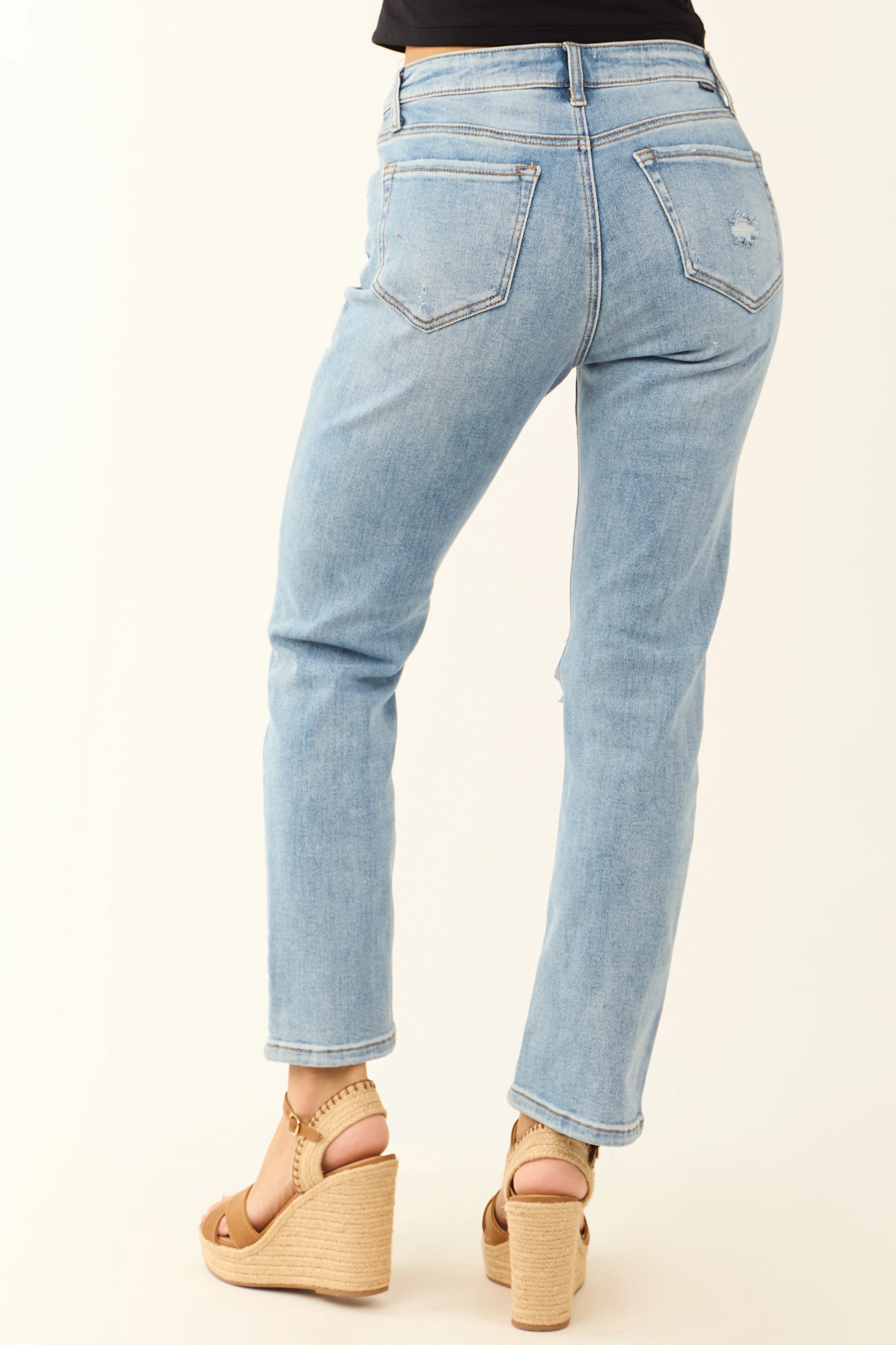 Special A Distressed Medium Wash Straight Jeans - Image 4