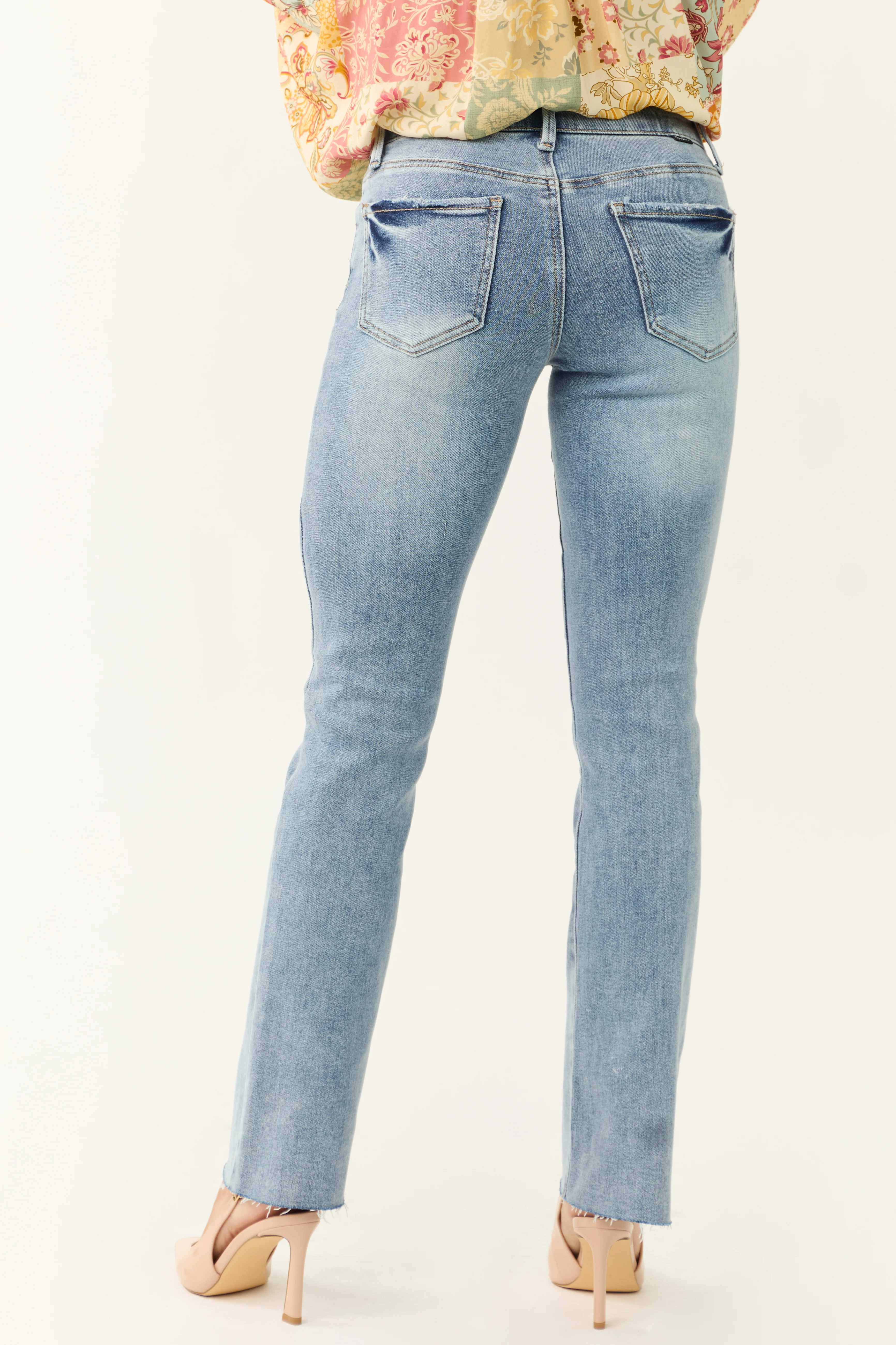 Special A Light Wash Tummy Control Straight Jeans - Image 4