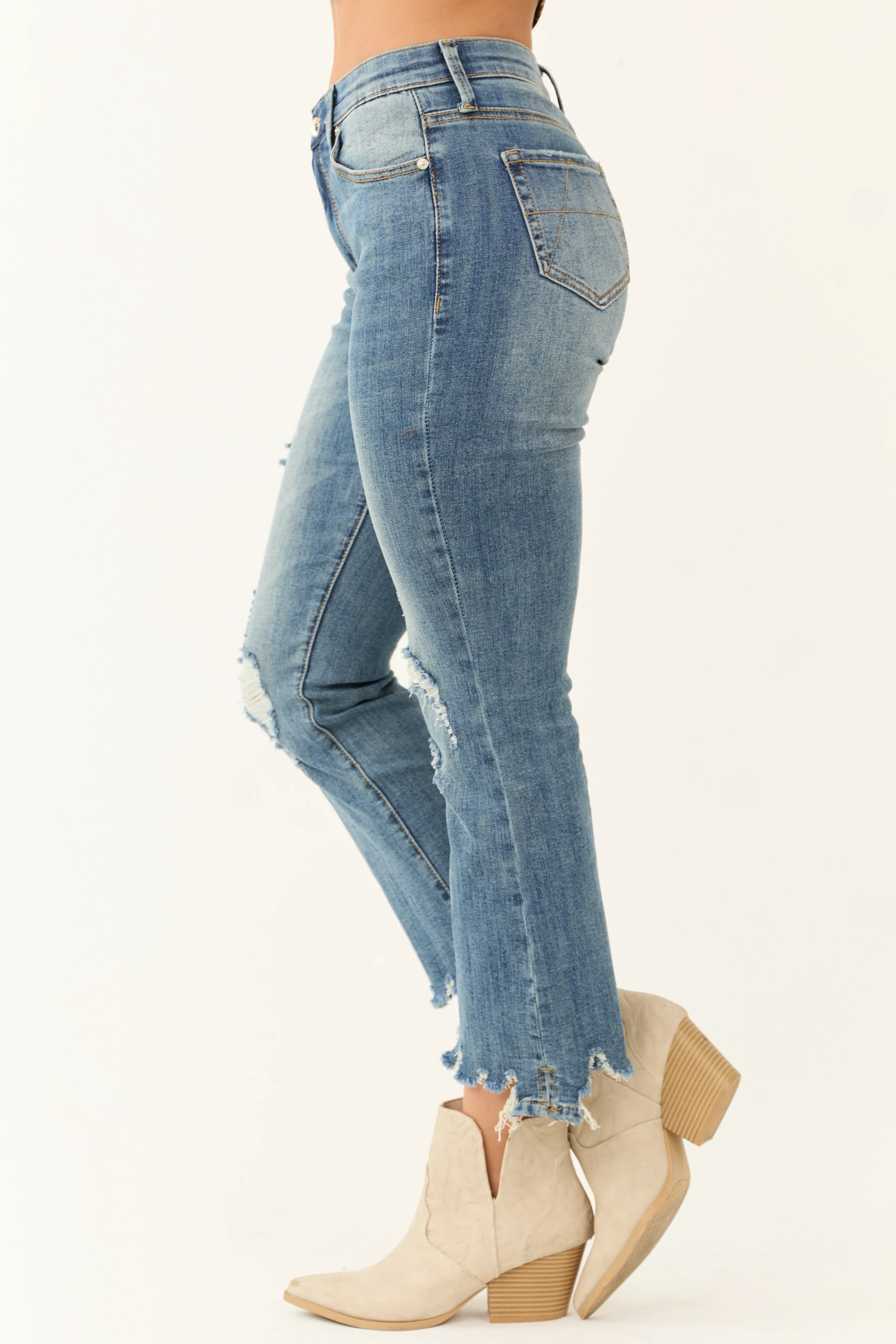 Special A Medium Wash Tummy Control Crop Jeans - Image 3