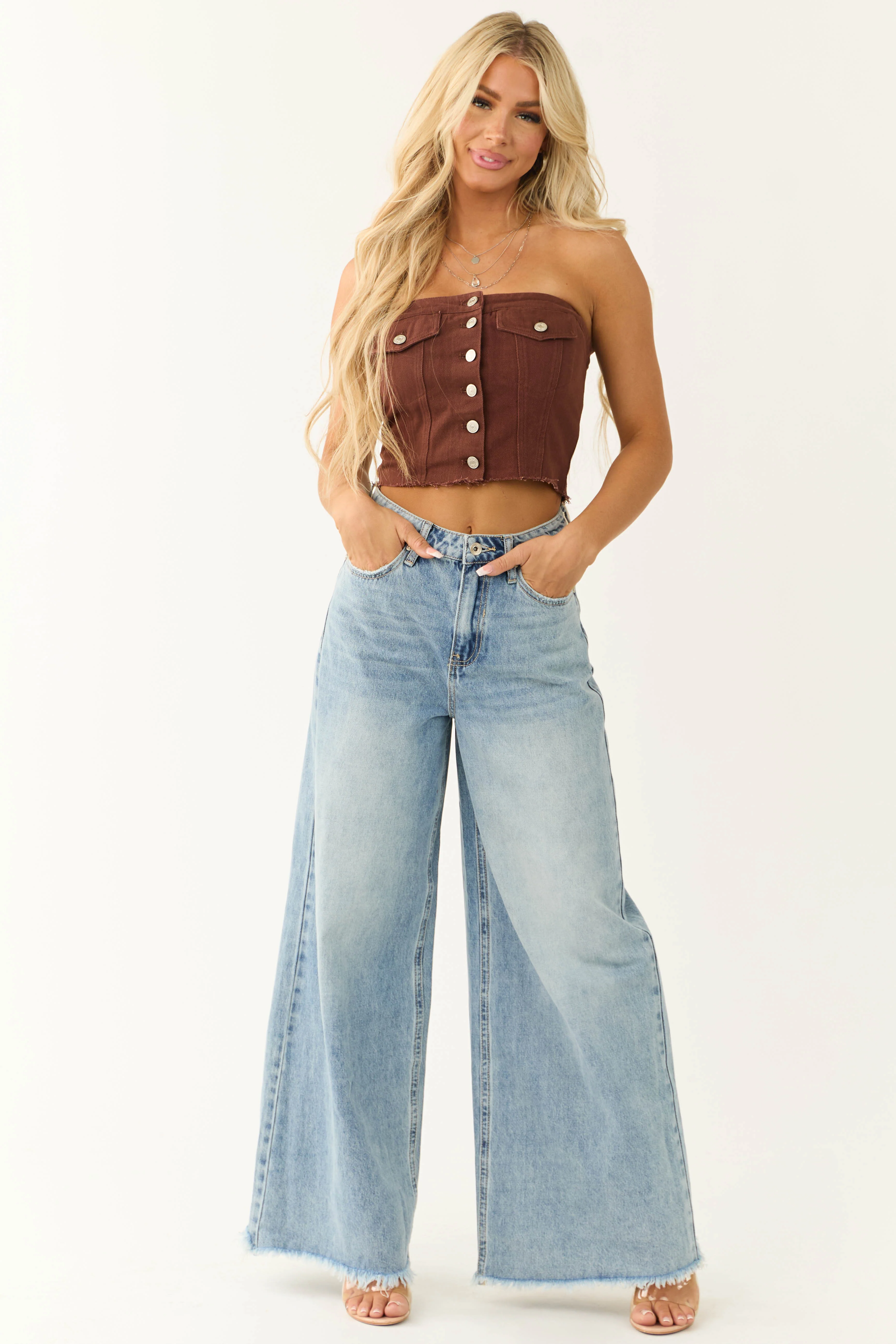 Special A Medium Wash Wide Leg Jeans - Image 2