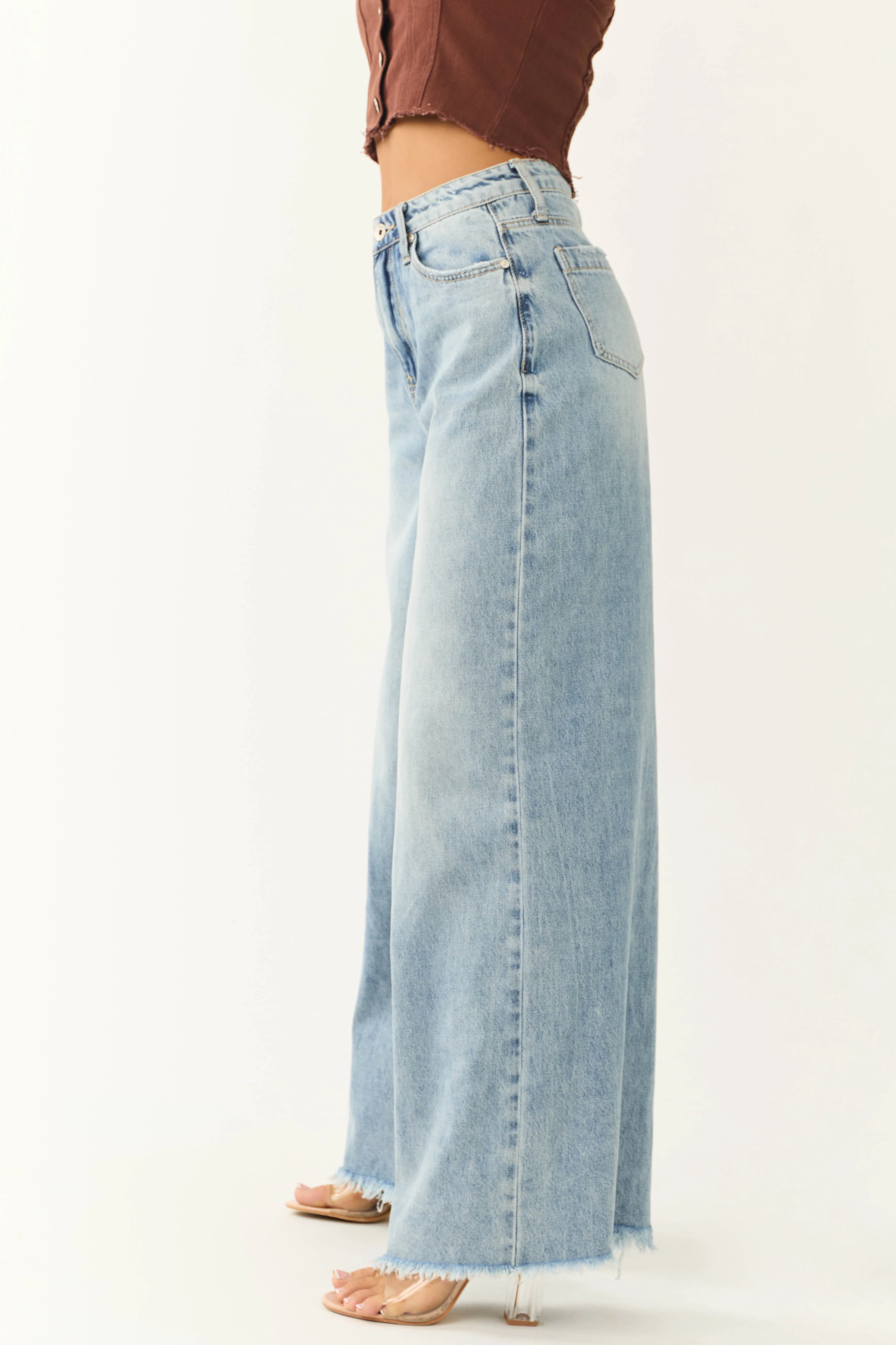 Special A Medium Wash Wide Leg Jeans - Image 4