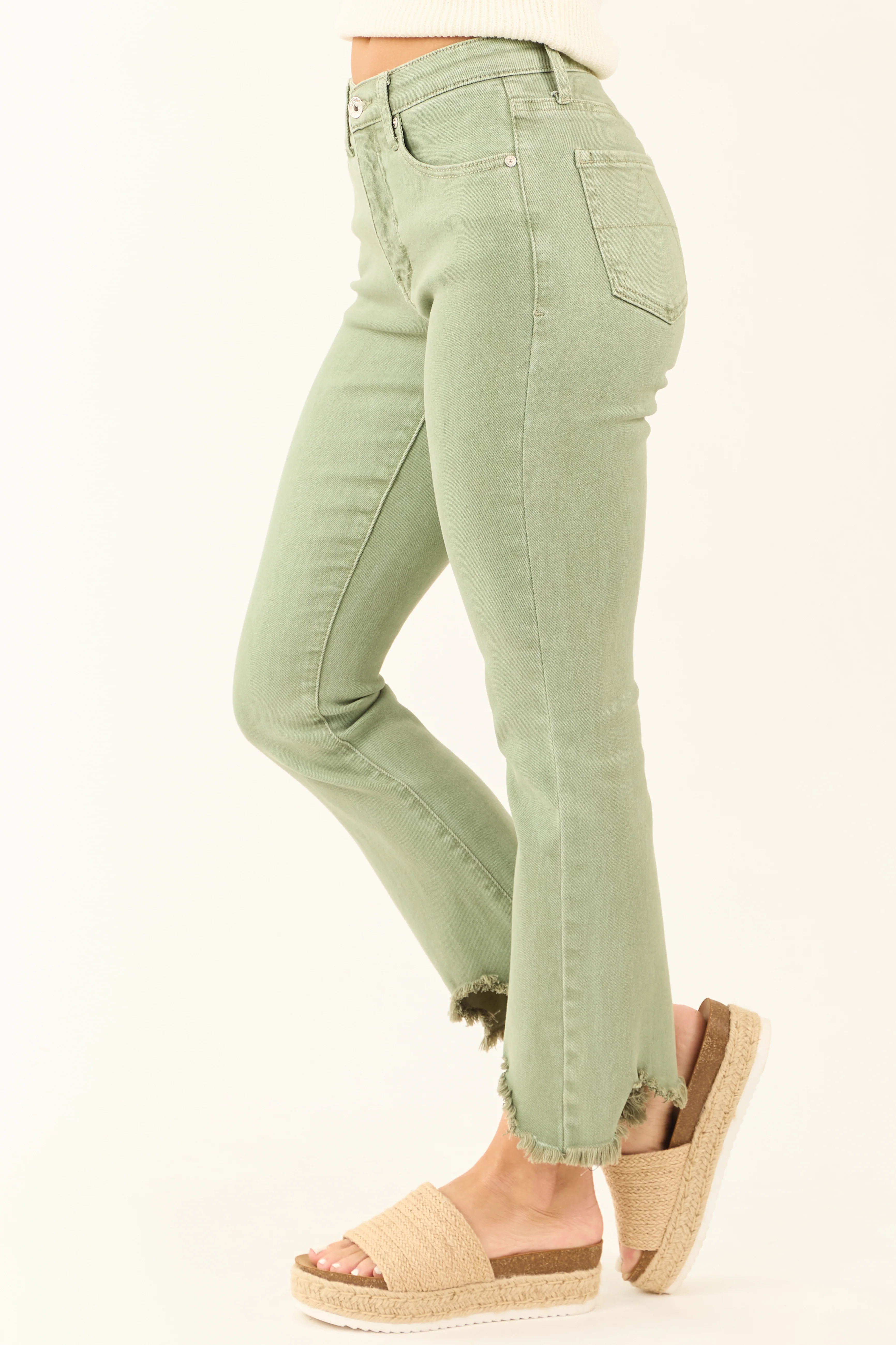 Special A Sage Tummy Control Kick Flare Crop Jeans - Image 3