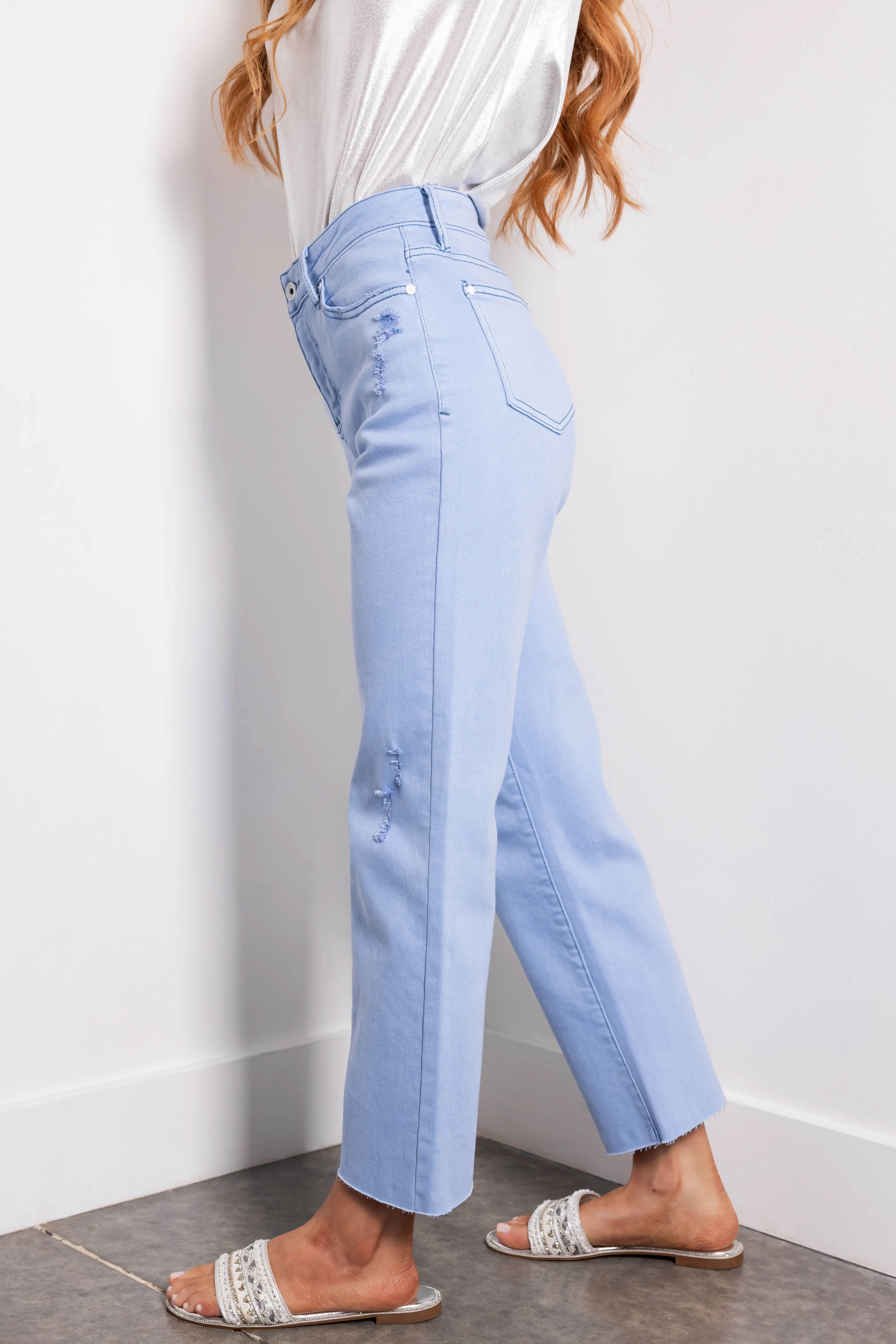 Special A Sky Blue High Rise Straight Leg Jeans - Image 3