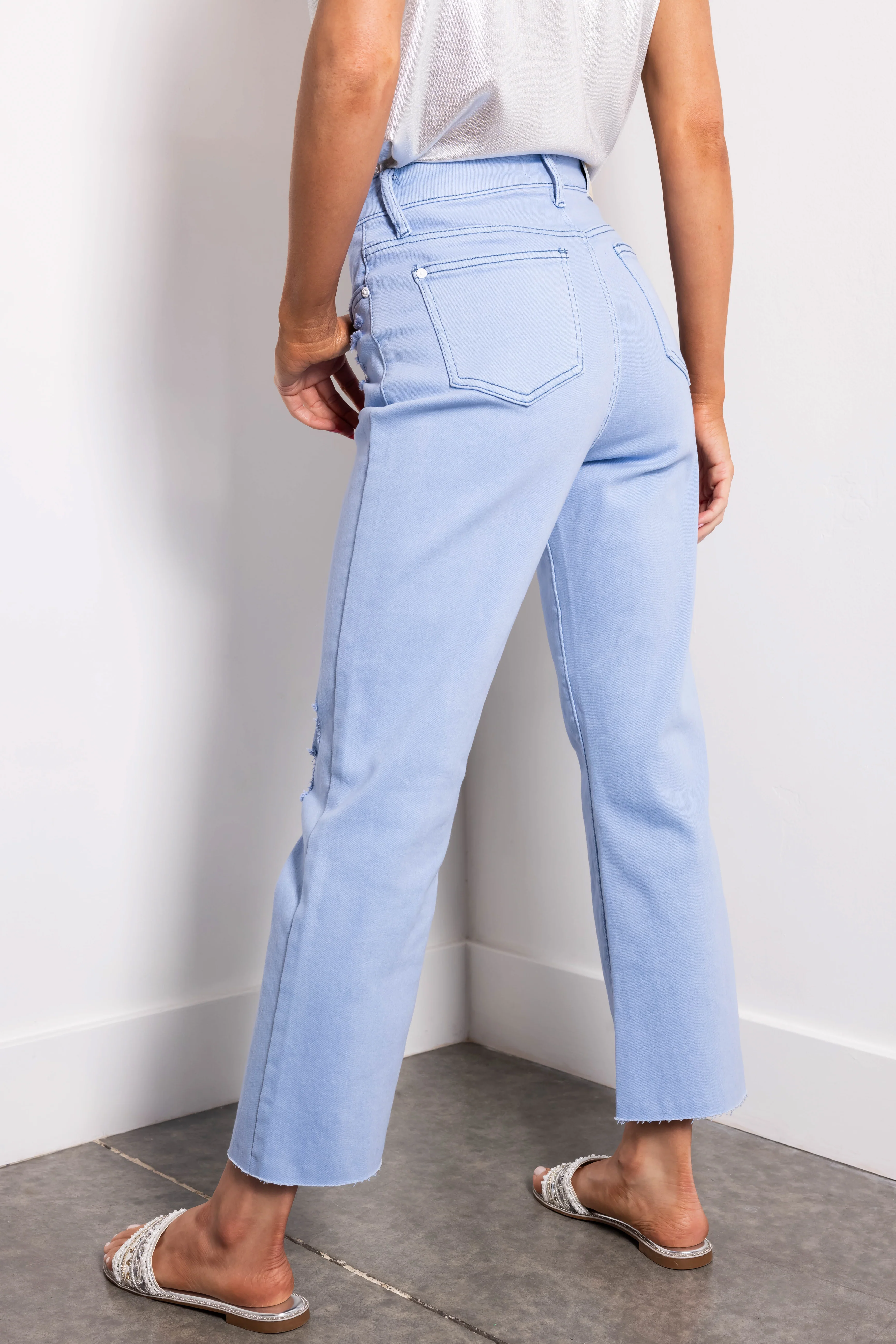 Special A Sky Blue High Rise Straight Leg Jeans - Image 4