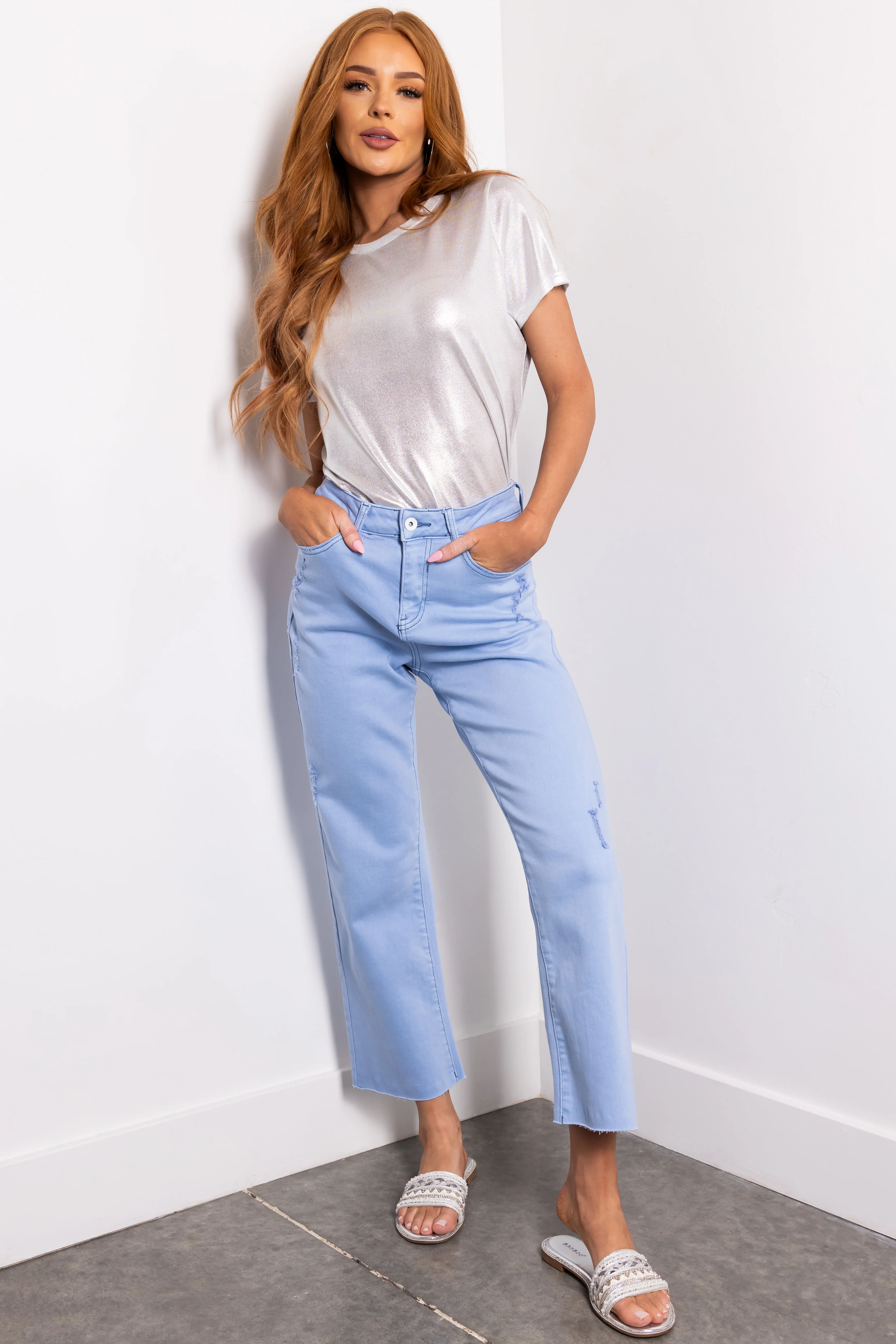 Special A Sky Blue High Rise Straight Leg Jeans - Image 5