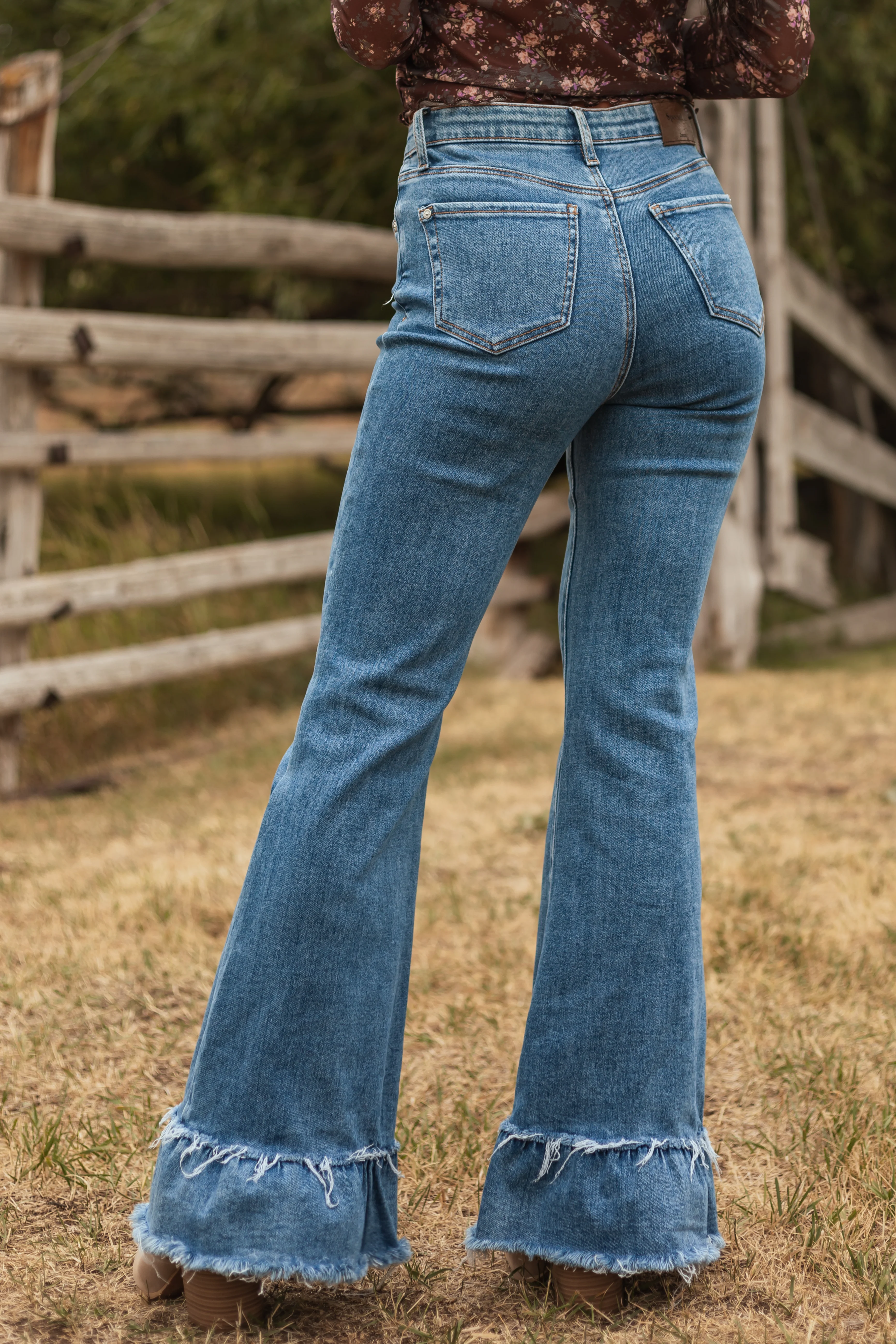 Special A Tummy Control Ruffle Flare Stretchy Jeans - Image 5
