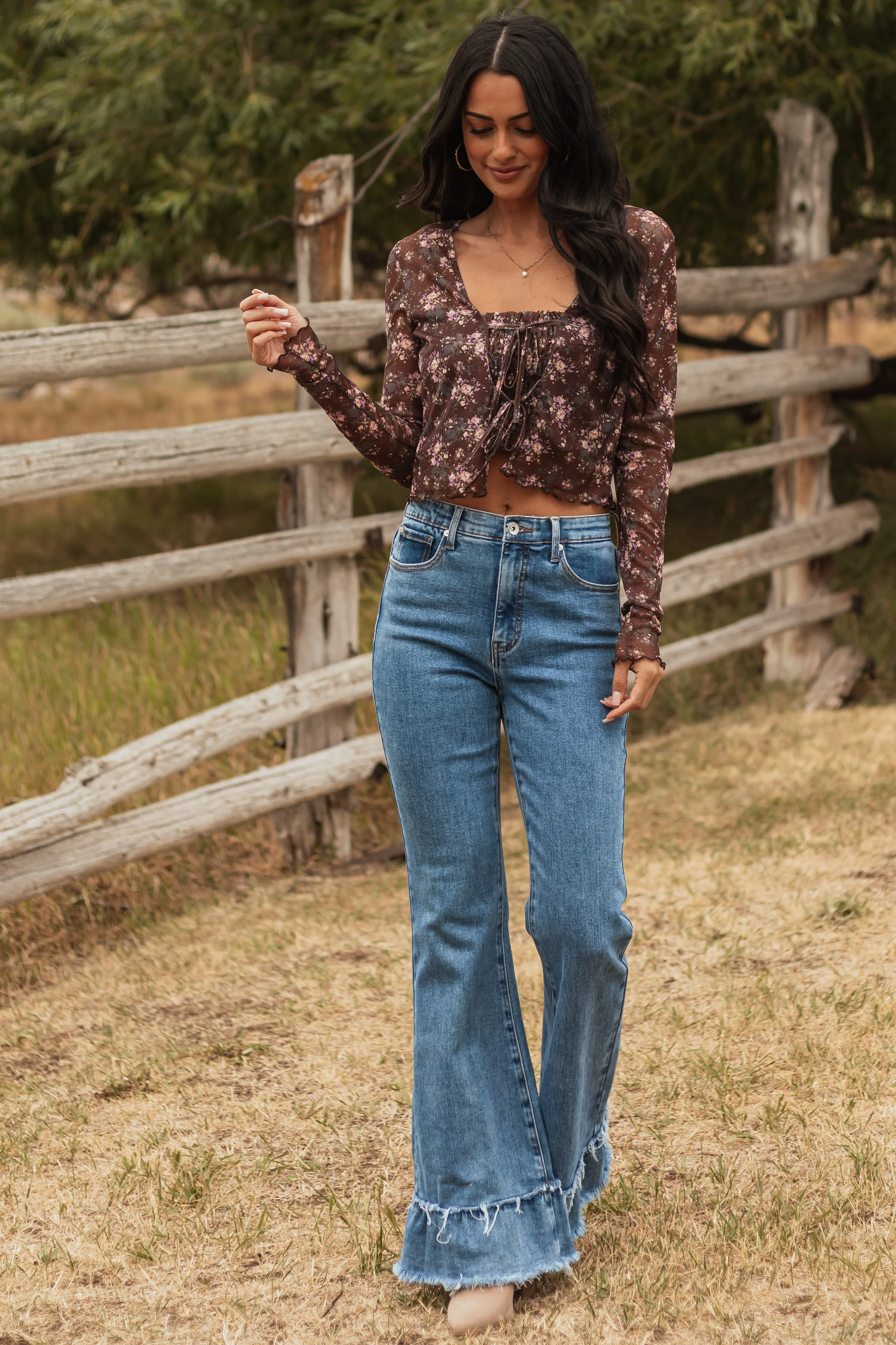 Special A Tummy Control Ruffle Flare Stretchy Jeans - Image 6