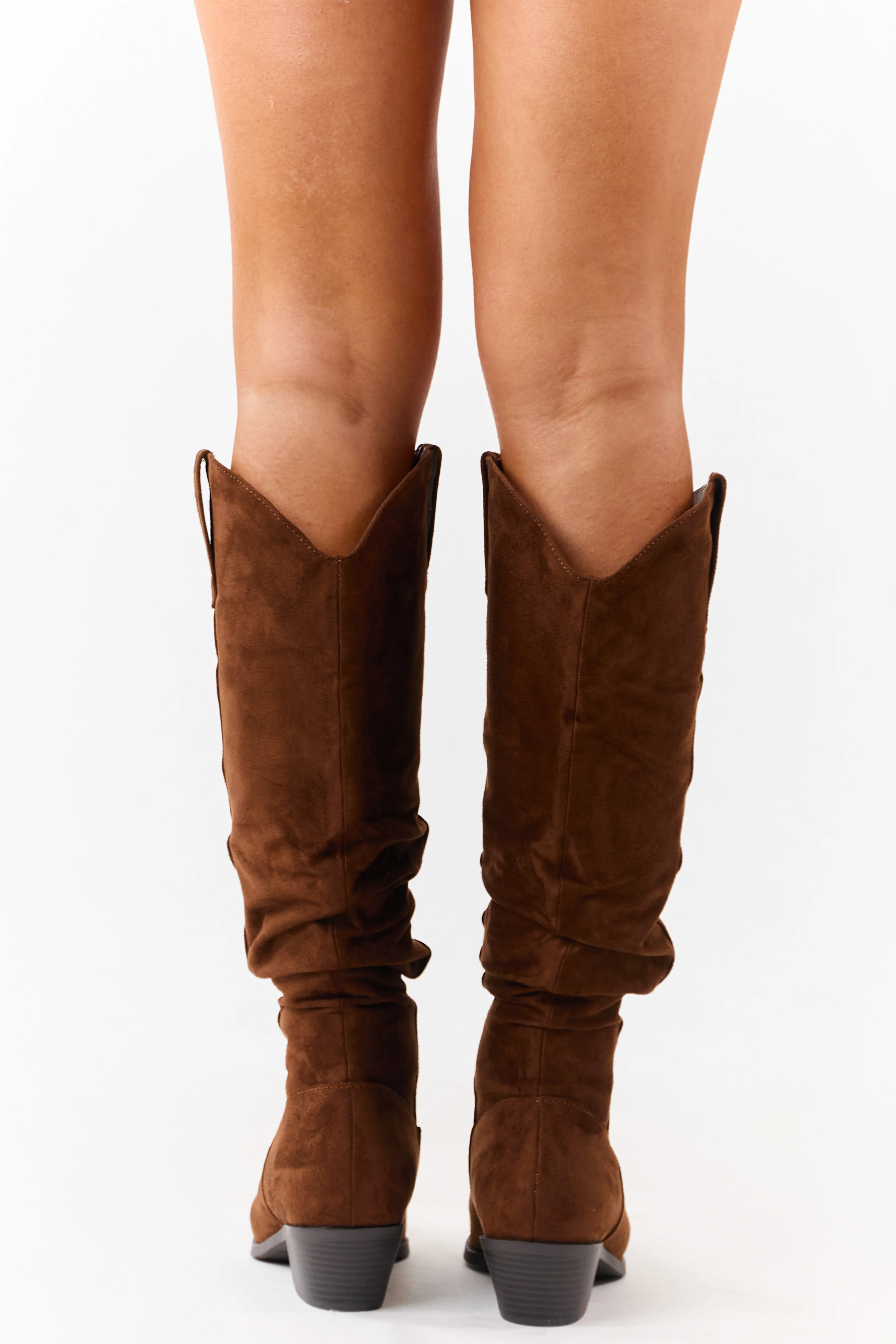 Spice Microsuede Western Style Slouch Tall Boots - Image 6