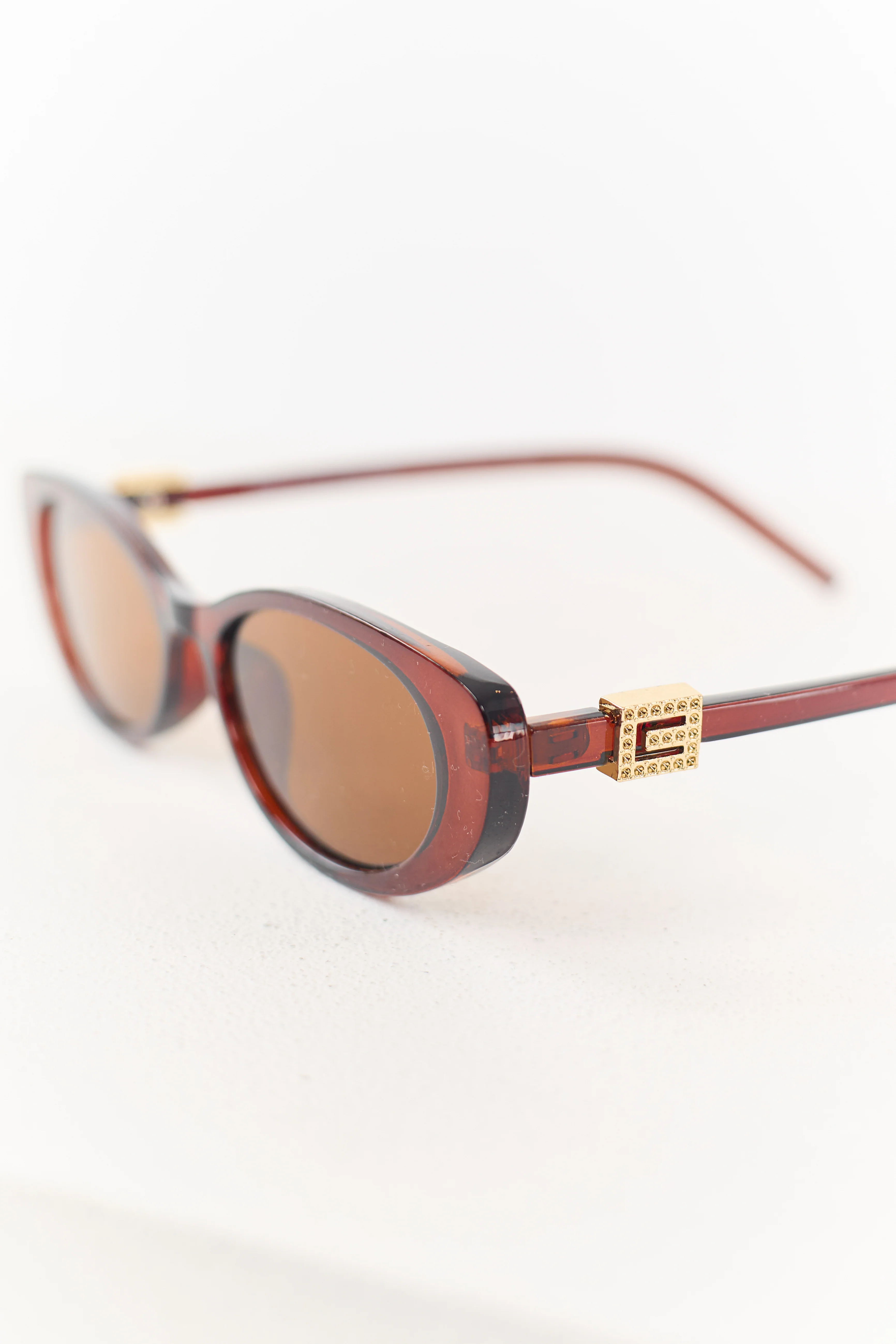 Spice Oval Frame Metallic Accent Sunglasses - Image 4