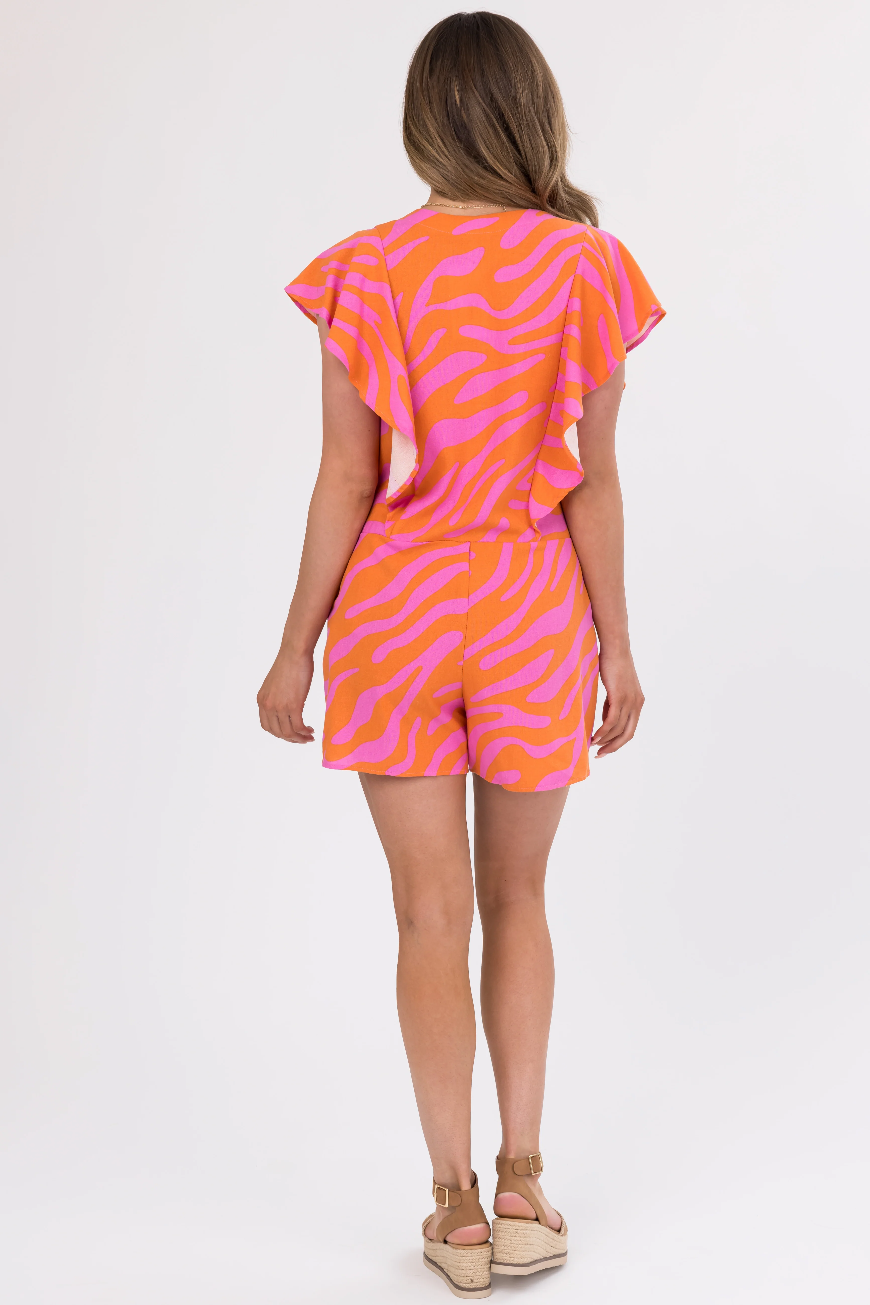 Sunset and Orchid Print Button Down Romper - Image 5