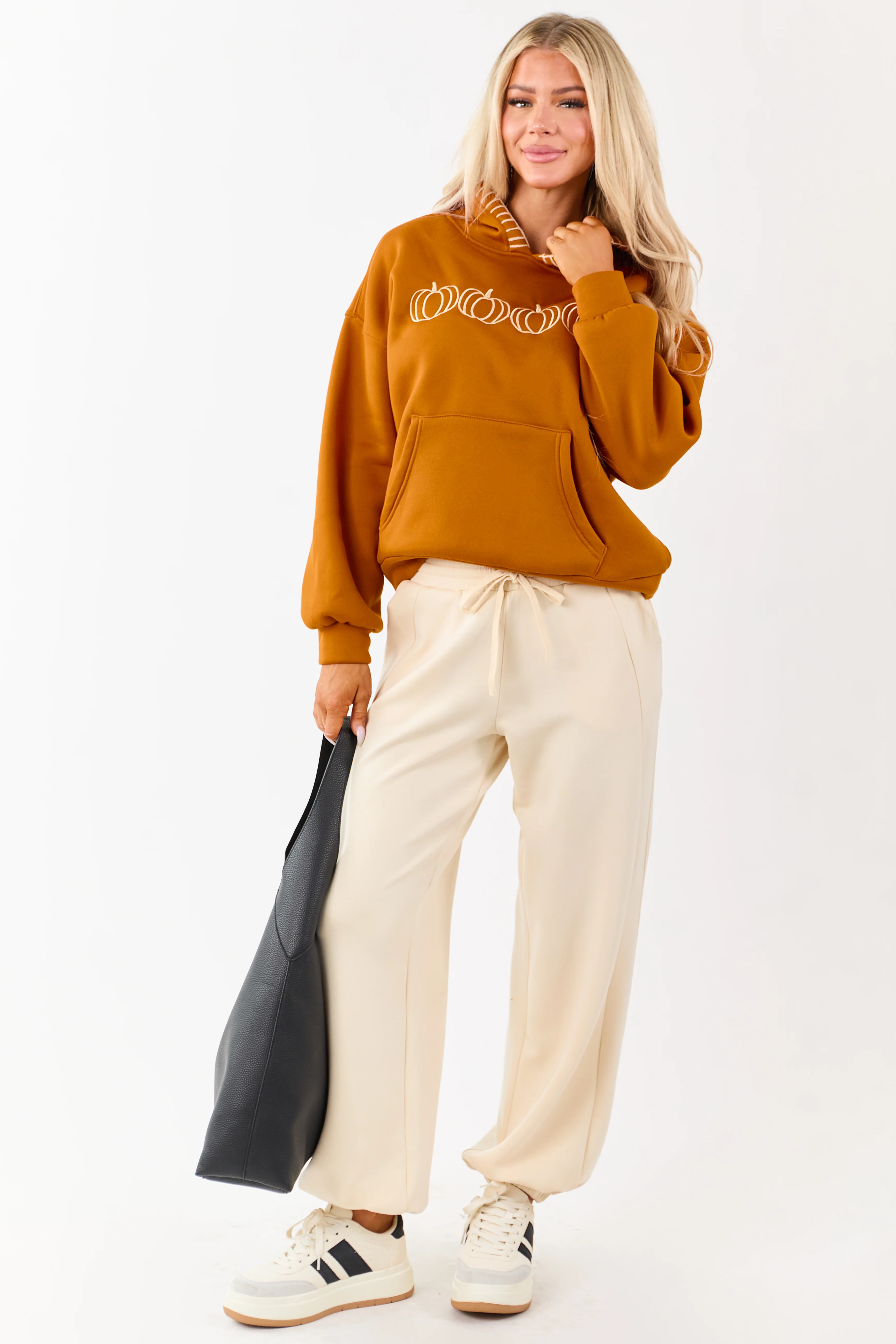 Tawny Pumpkin Graphic Relaxed Fleece Hoodie - Image 4