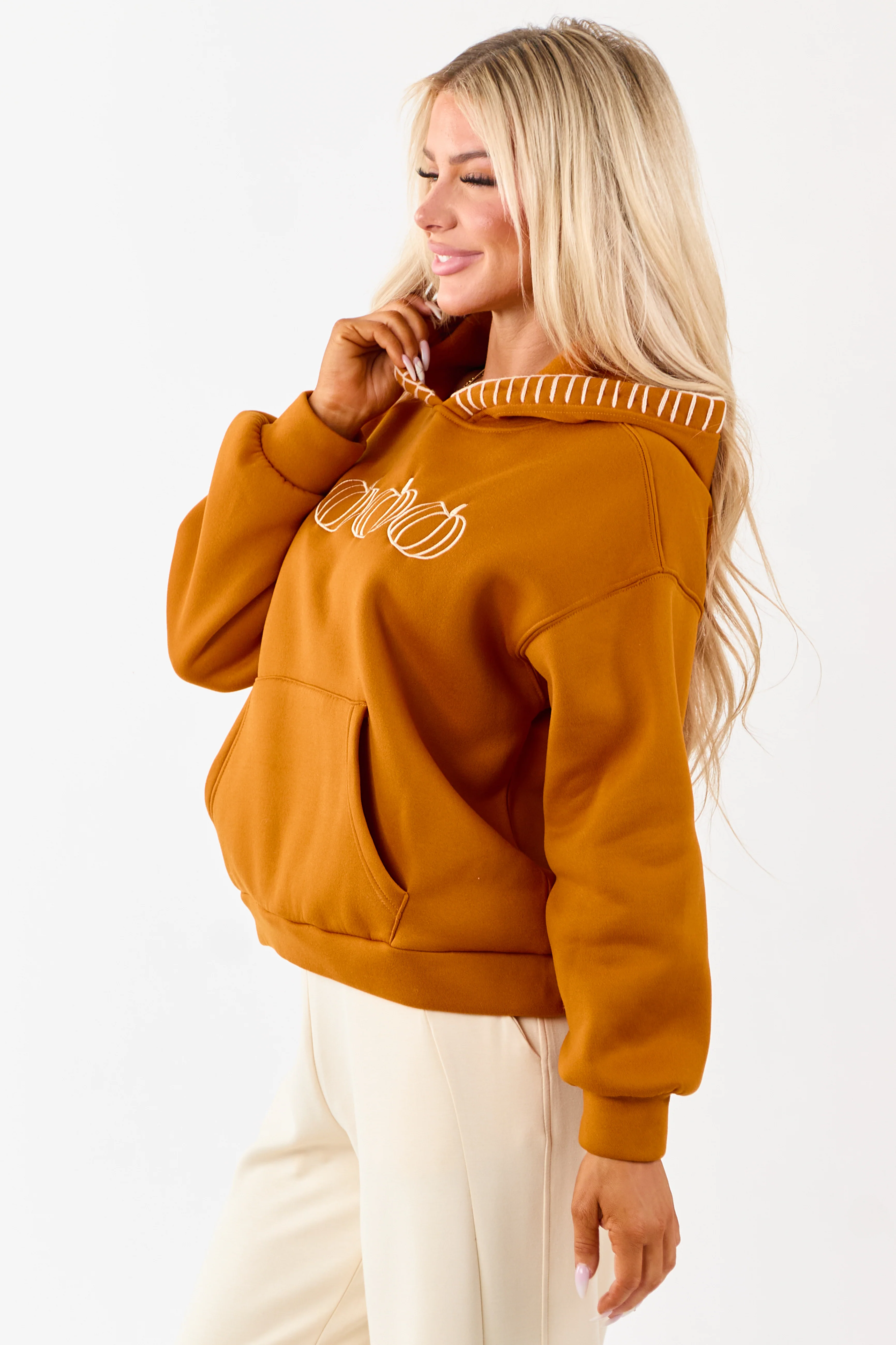 Tawny Pumpkin Graphic Relaxed Fleece Hoodie - Image 5