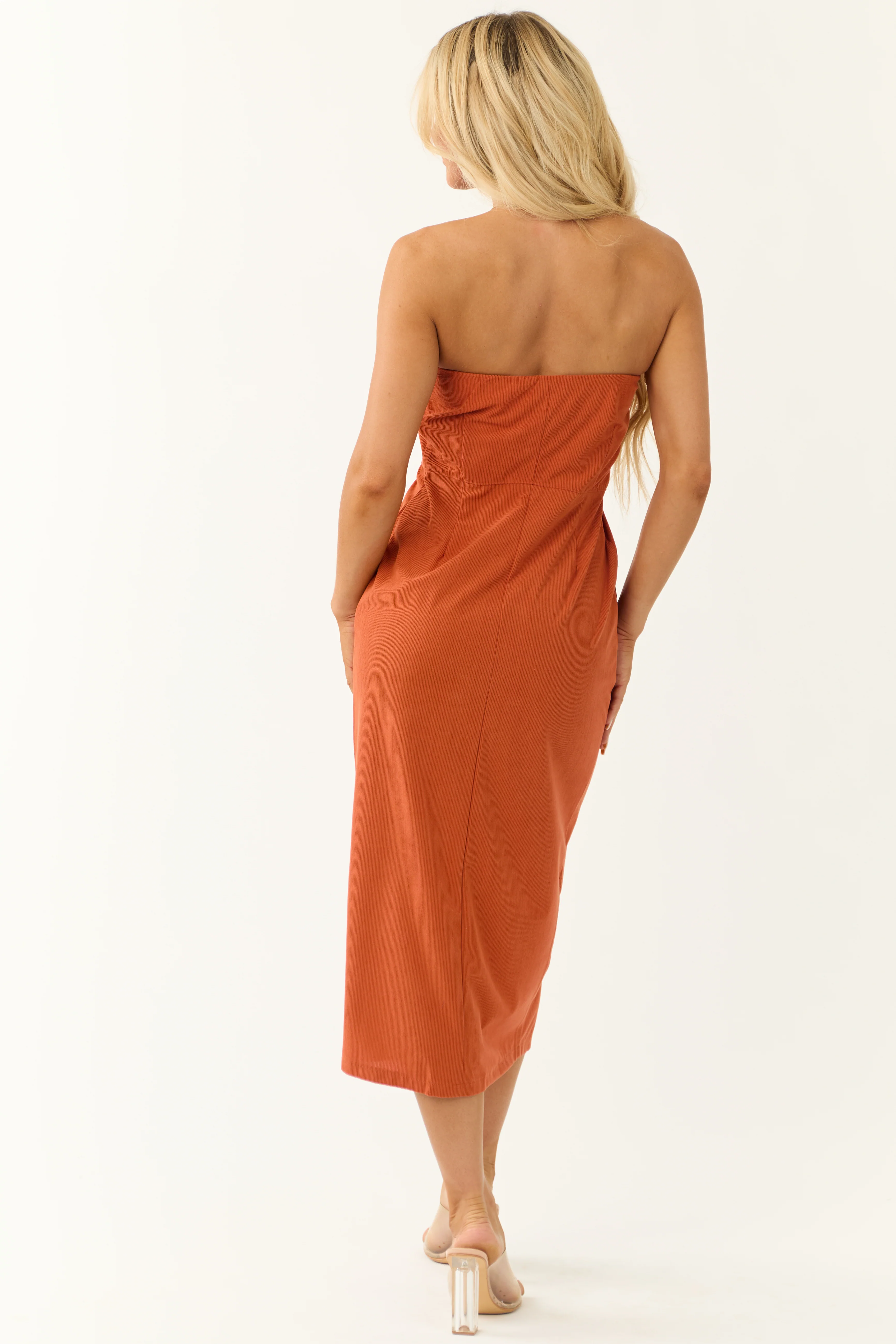 Tawny Strapless Cargo Zip Up Front Midi Dress - Image 6