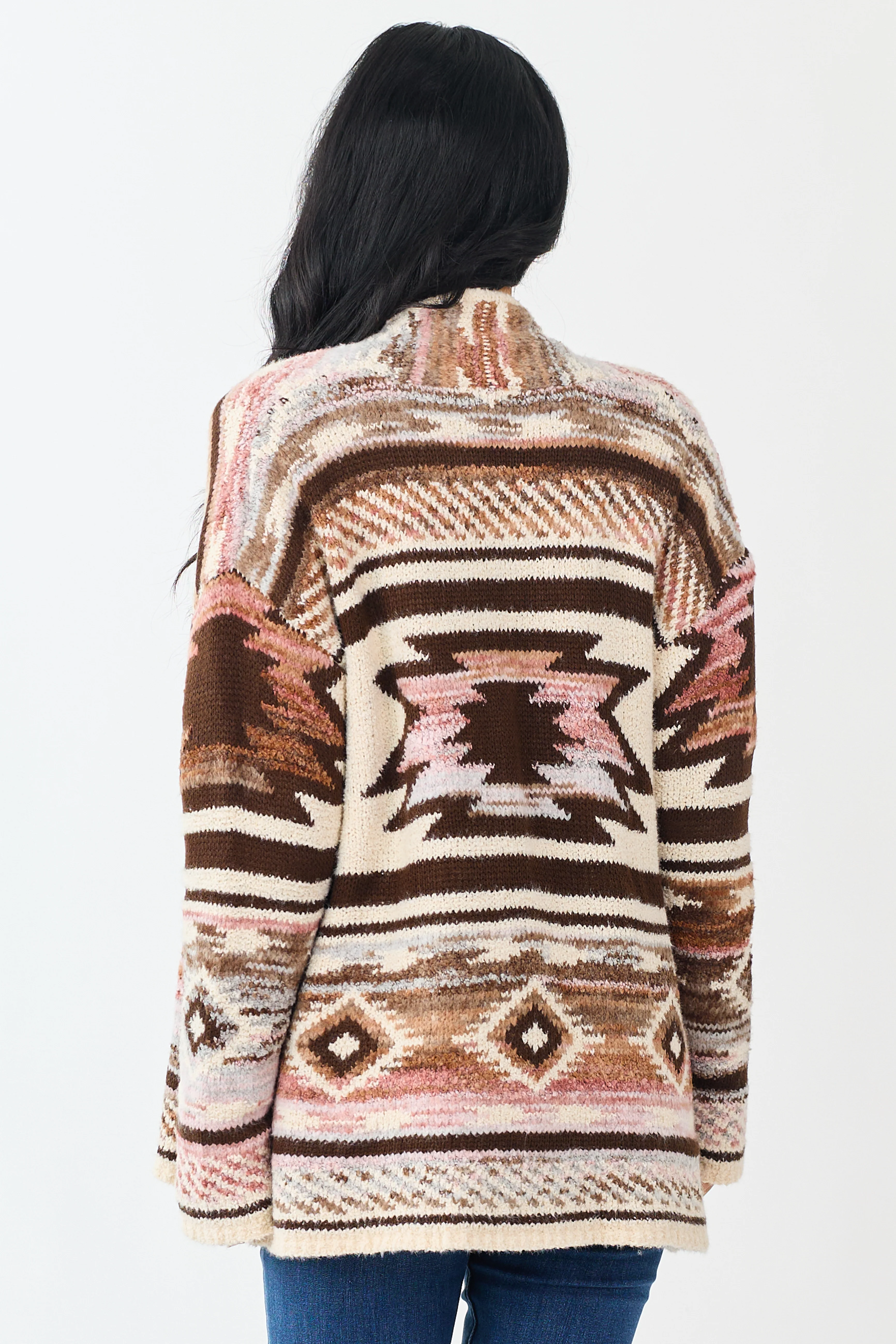 Vanilla Aztec Print Open Front Sweater Cardigan - Image 6