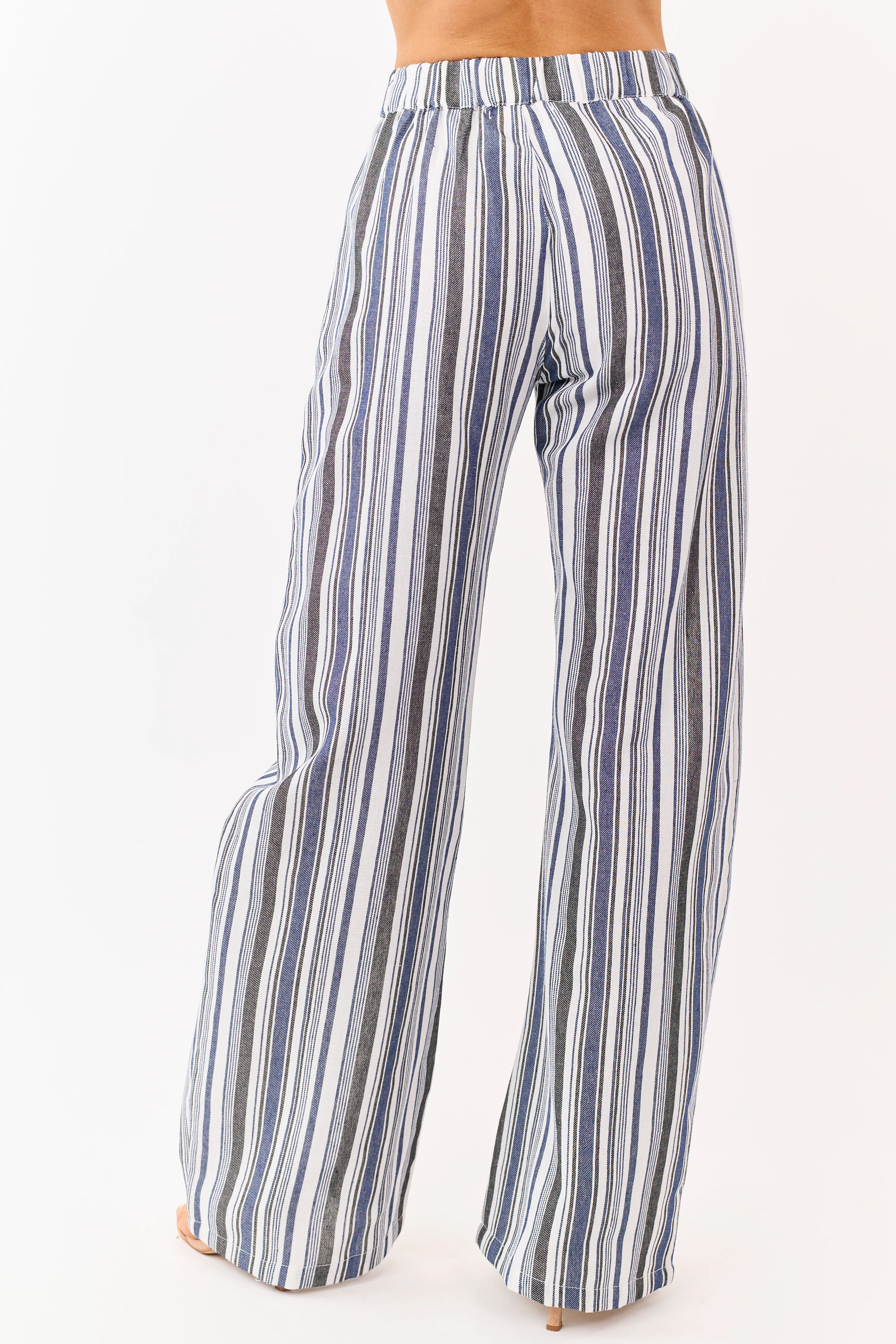 Vanilla and Cobalt Striped Wide Leg Pants - Image 5