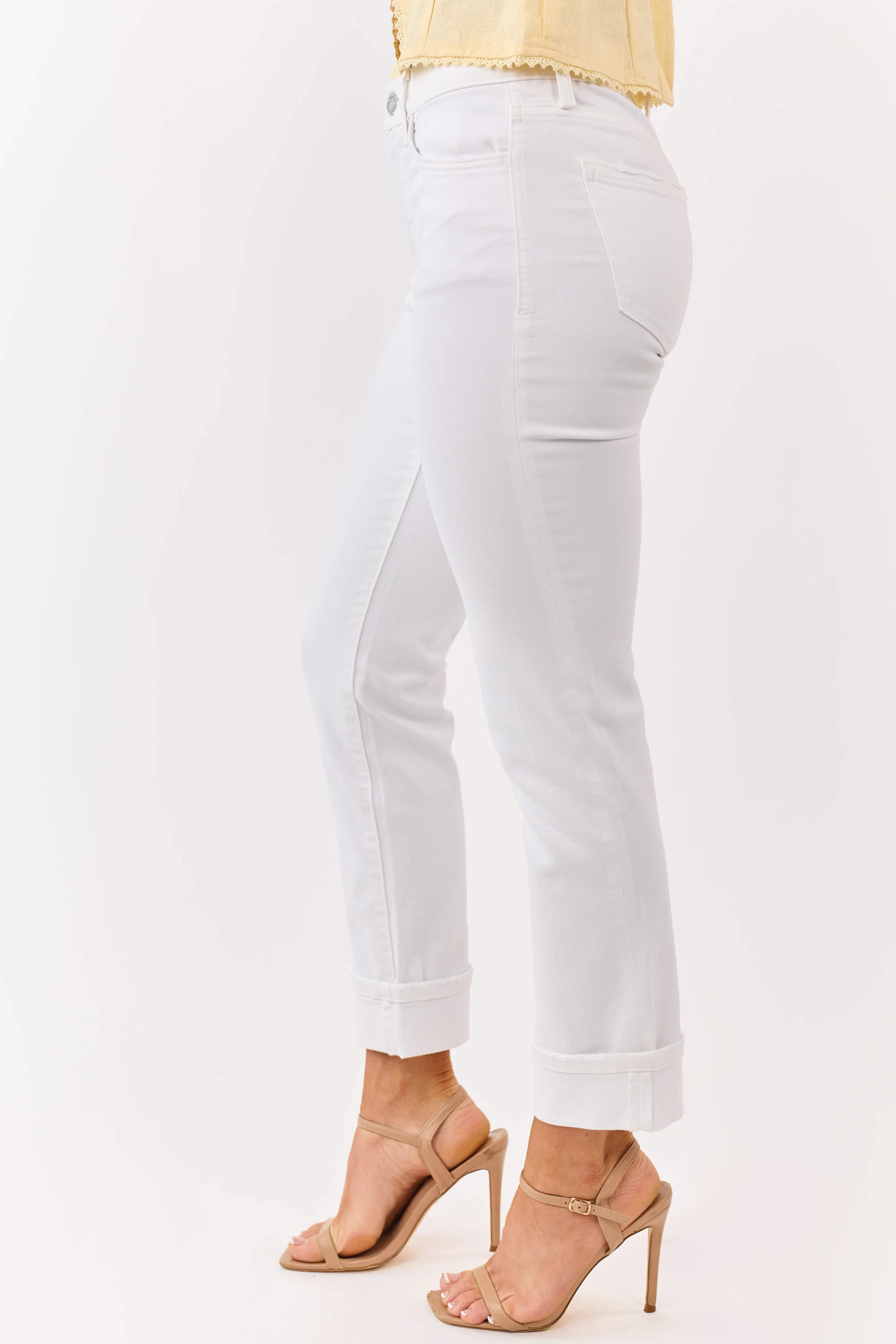 Vervet Ivory Mid Rise Slim Straight Stretch Jeans - Image 3