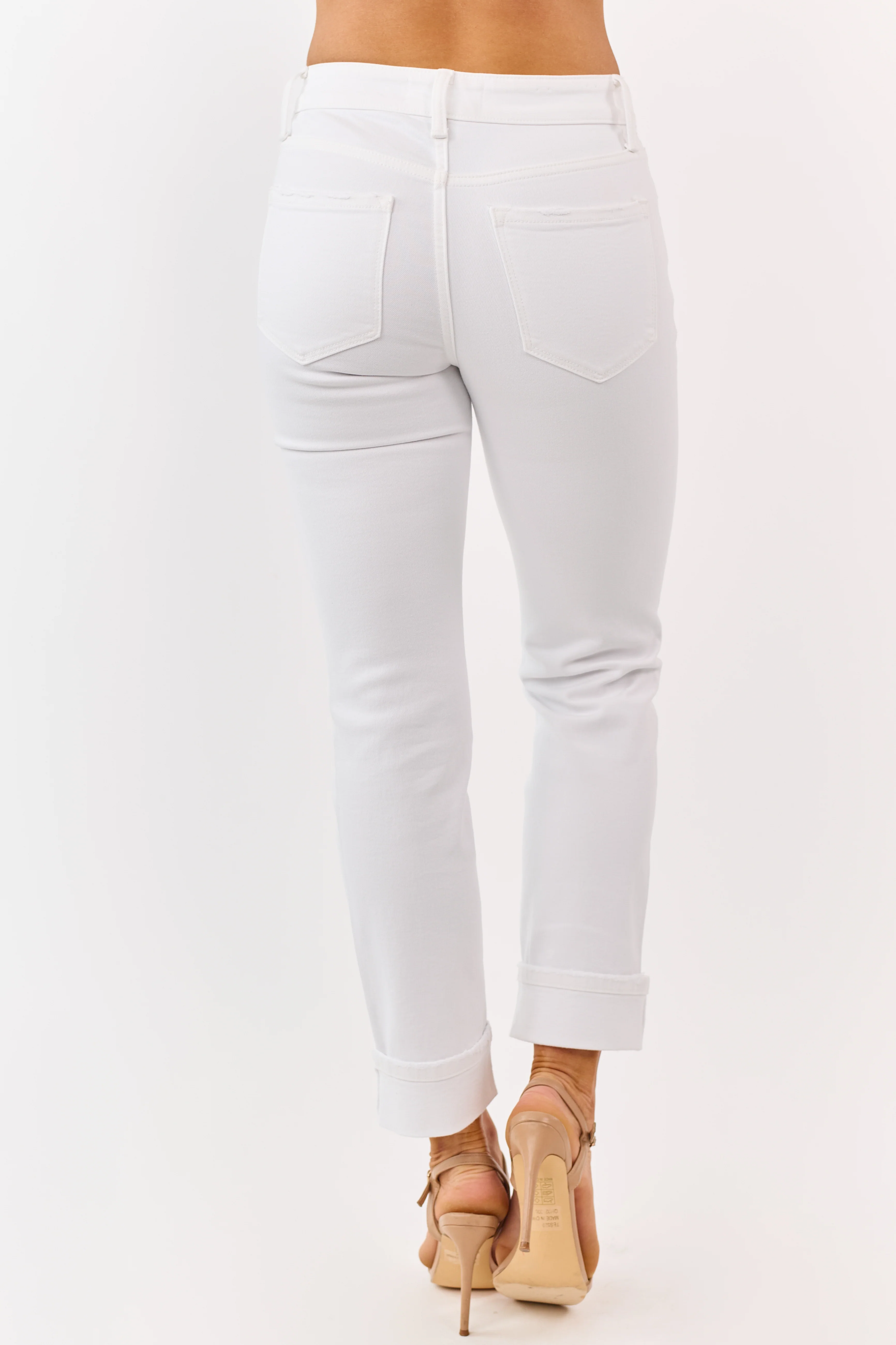 Vervet Ivory Mid Rise Slim Straight Stretch Jeans - Image 4
