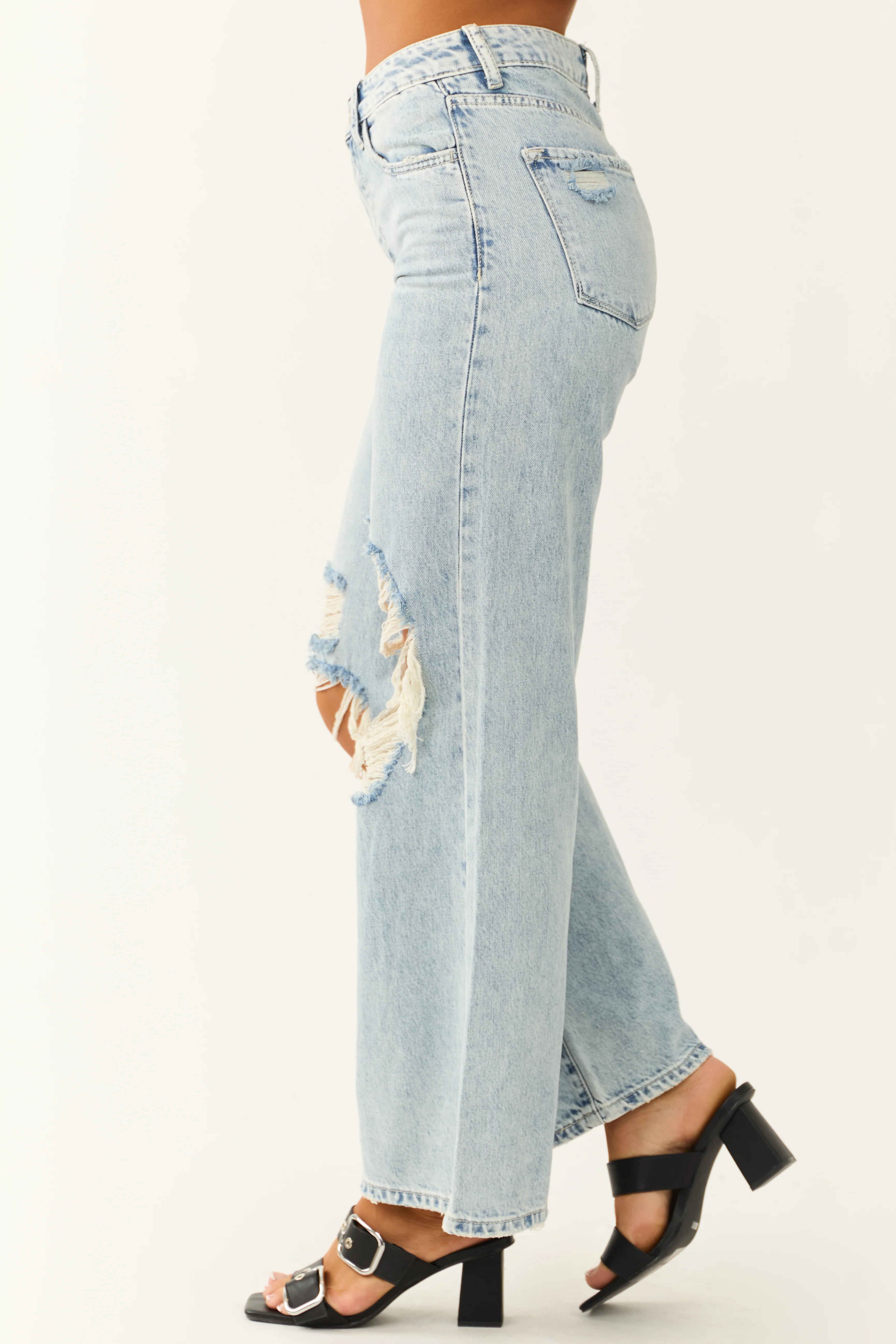 Vervet Light Wash High Rise Wide Leg Jeans - Image 3