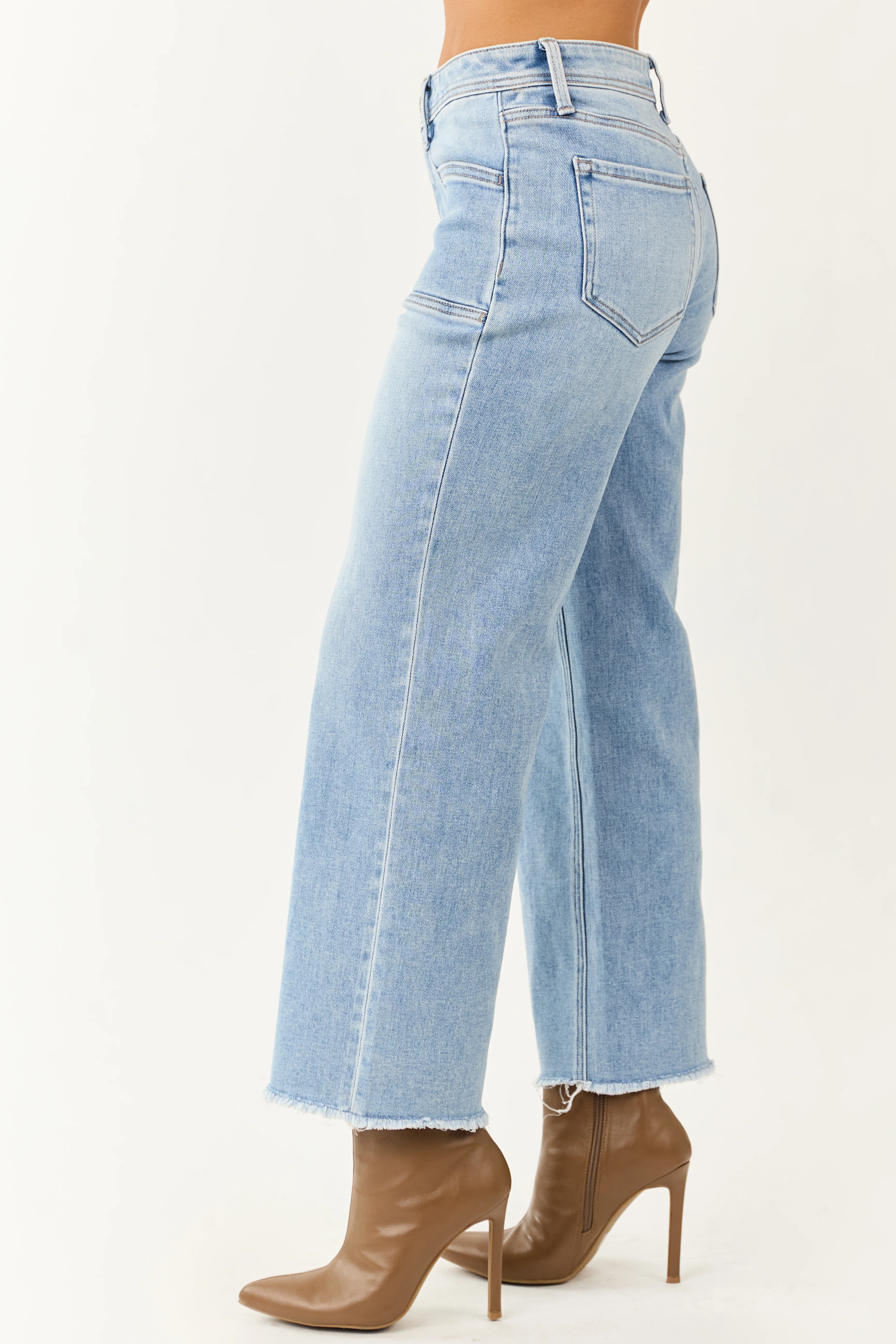Vervet Light Wash Slim Wide Stretchy Crop Jeans - Image 3