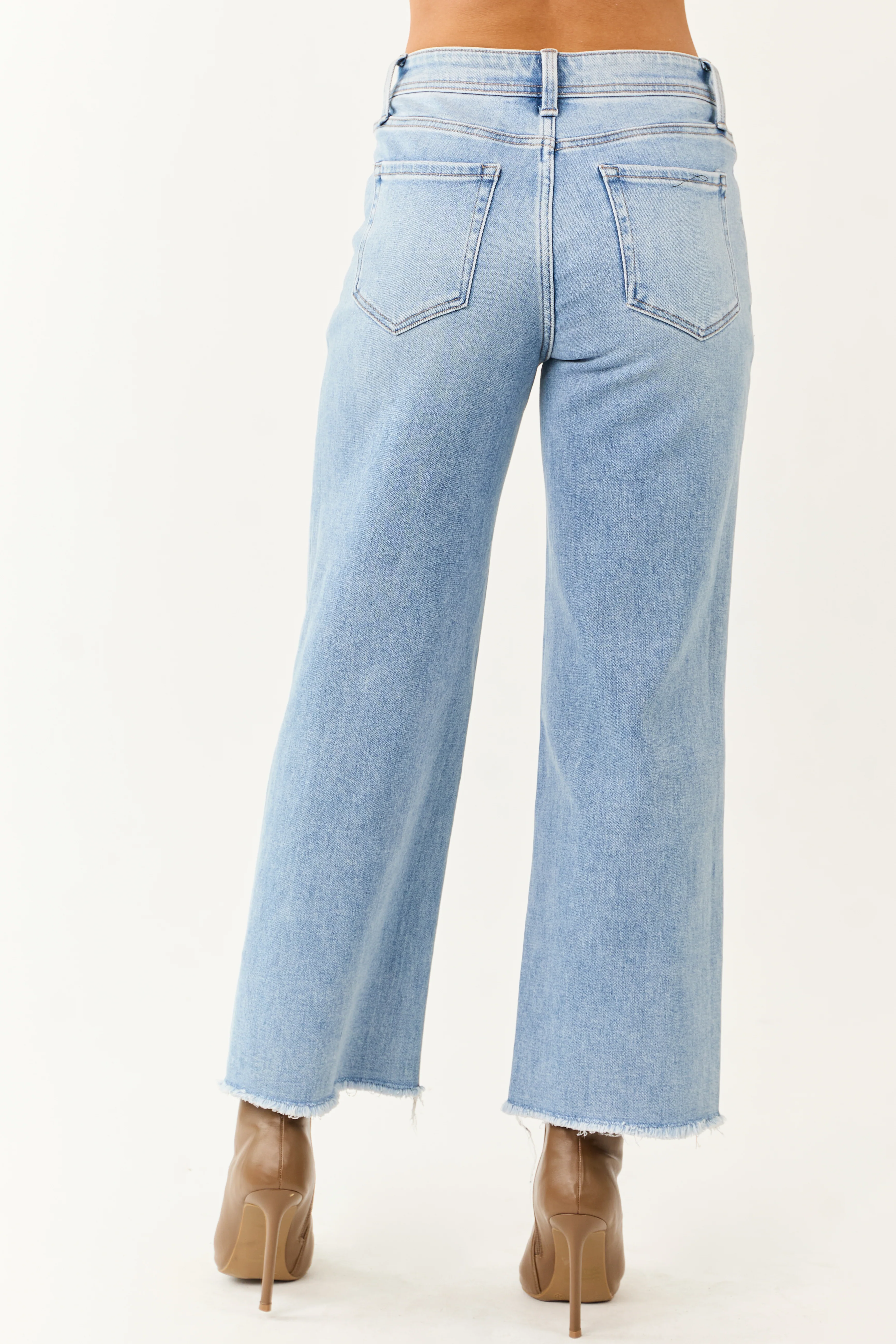 Vervet Light Wash Slim Wide Stretchy Crop Jeans - Image 4