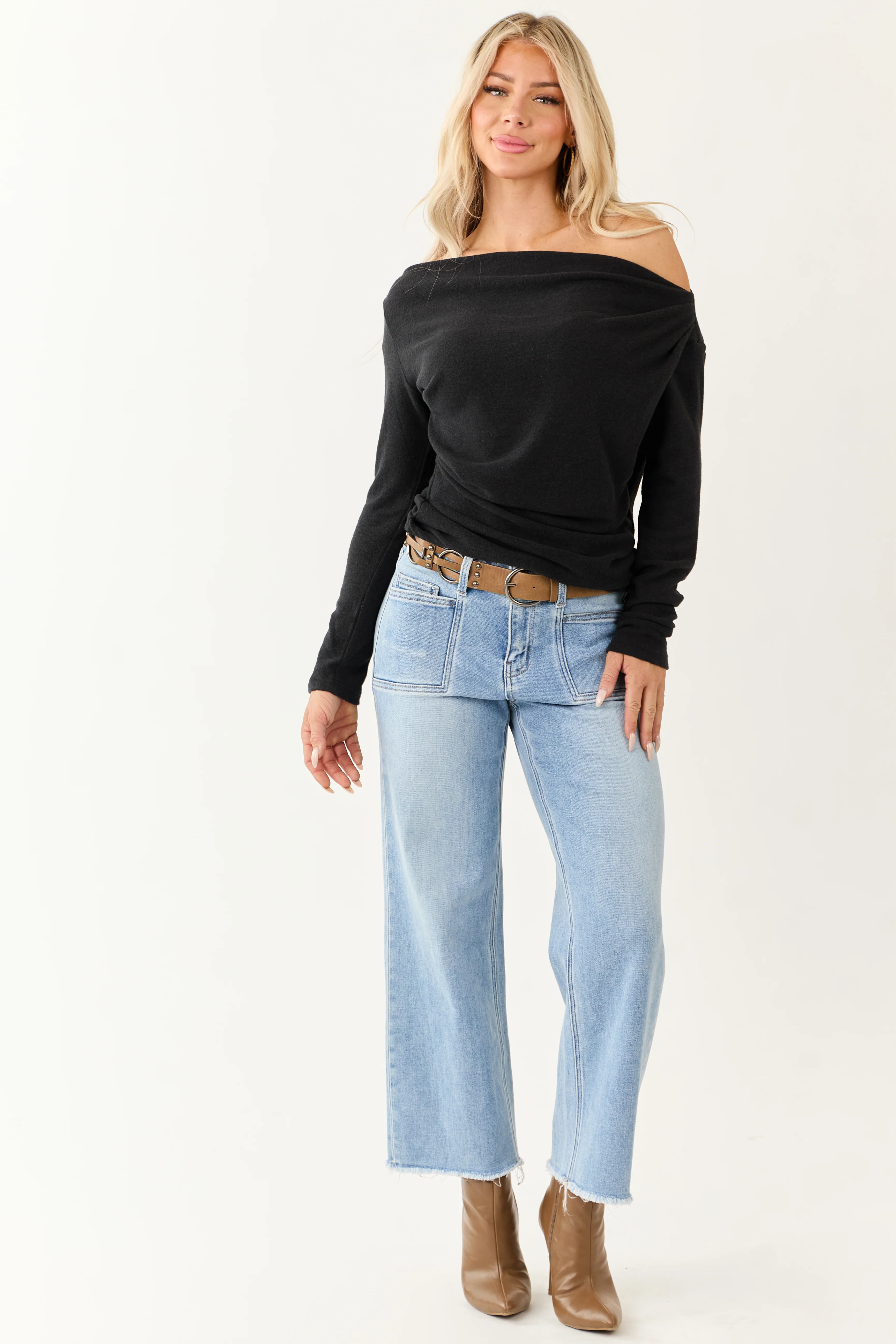 Vervet Light Wash Slim Wide Stretchy Crop Jeans - Image 6