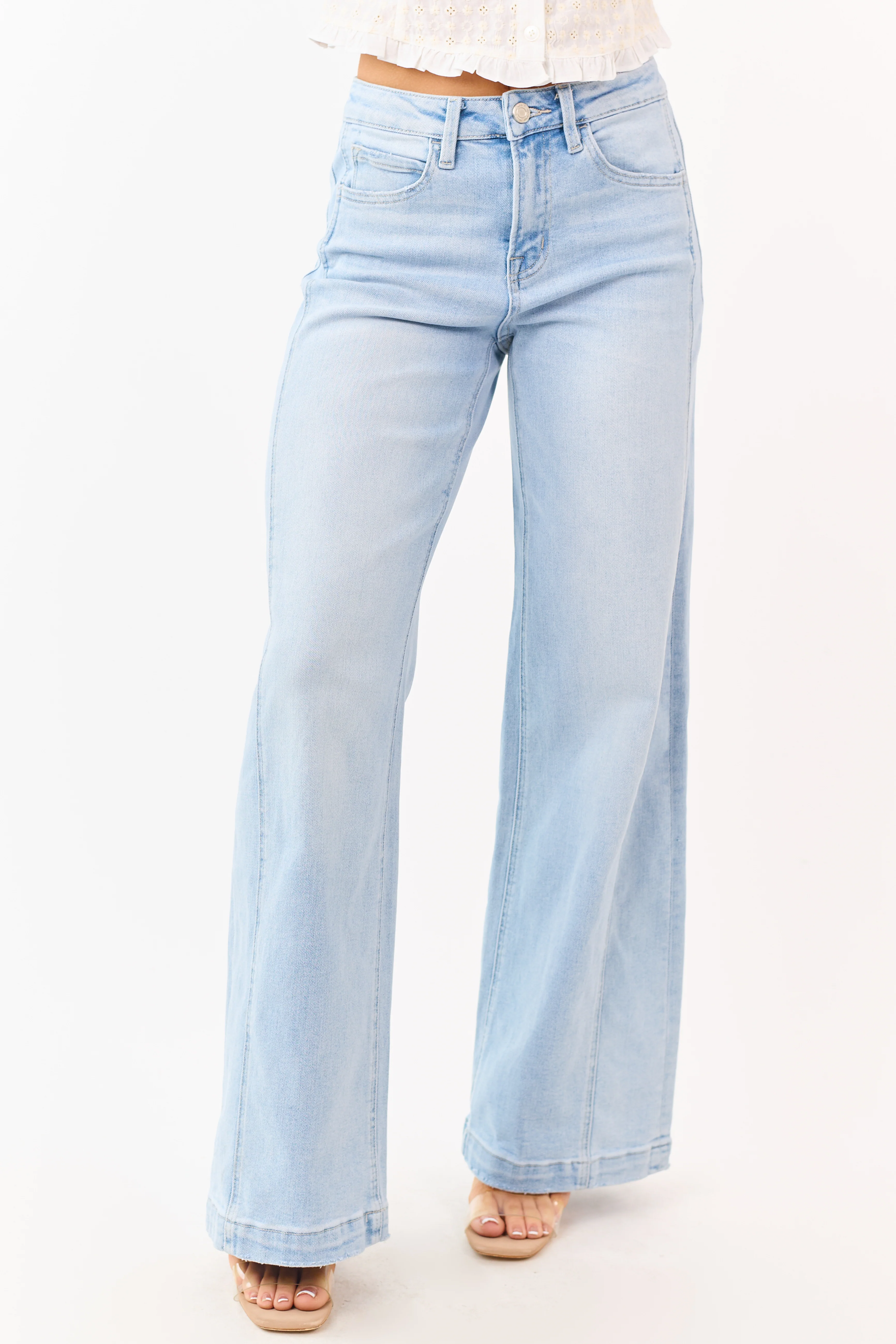 Vervet Light Wash Wide Leg Stretchy Jeans - Image 2