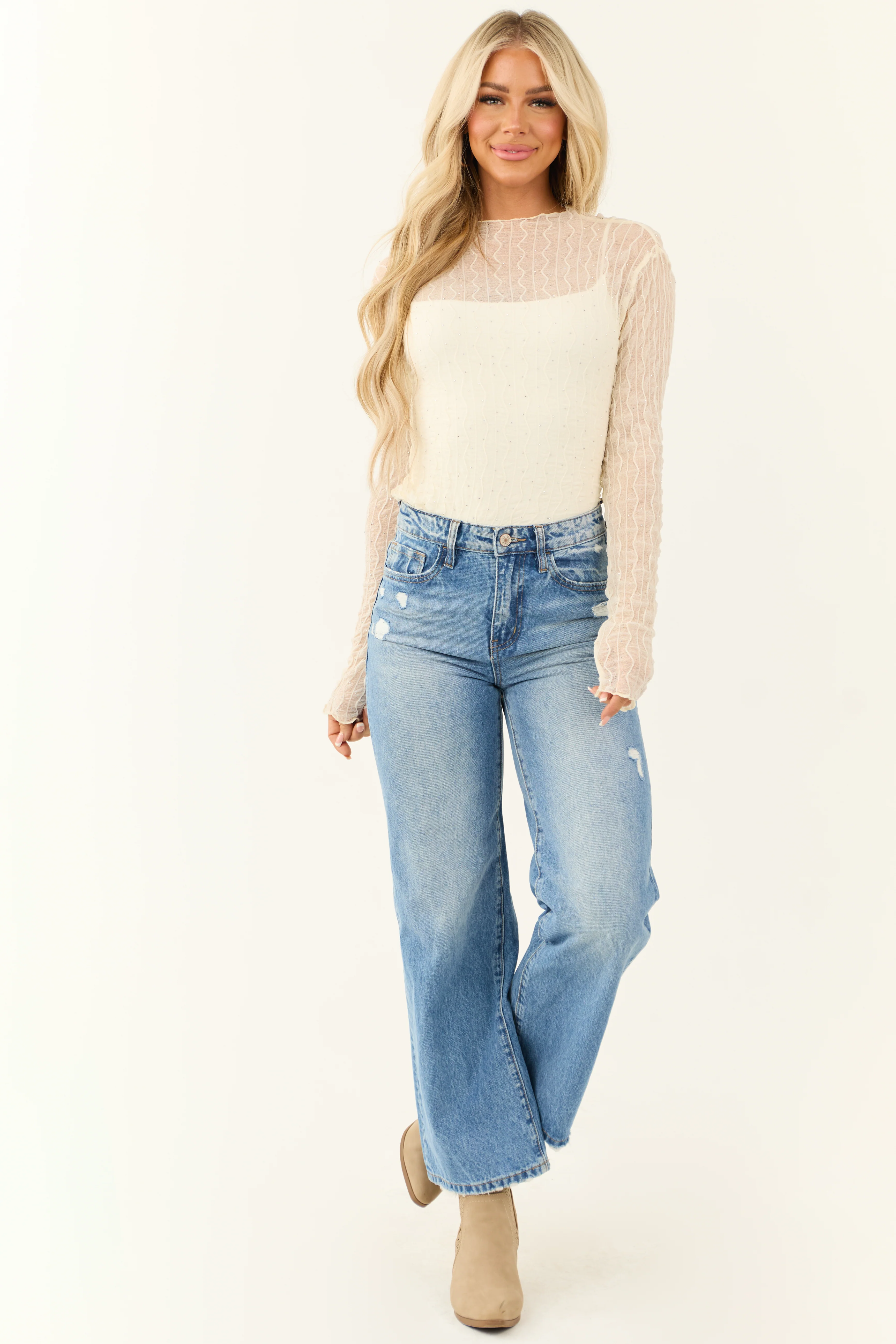 Vervet Medium Wash Wide Leg Ankle Jeans - Image 6