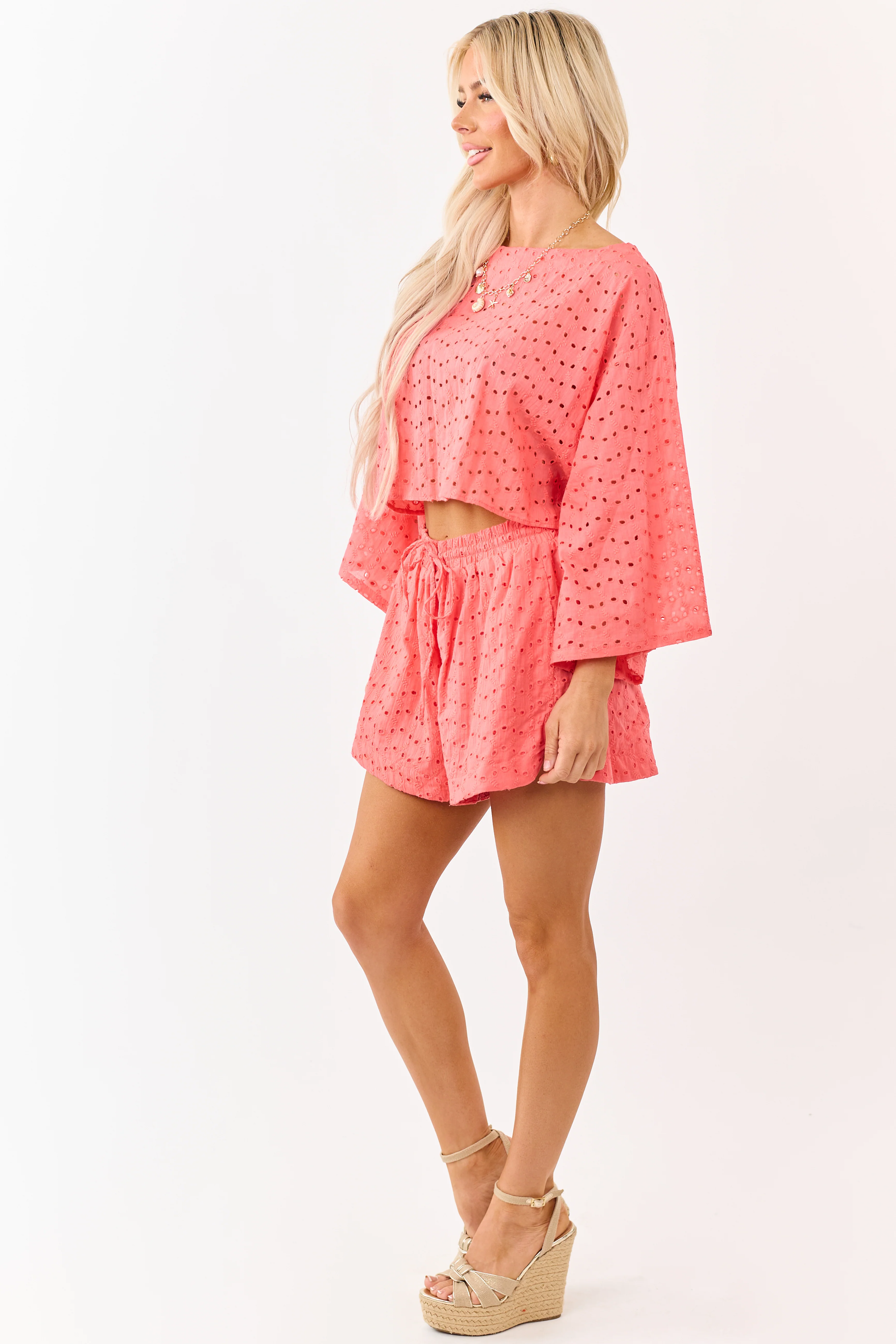 Watermelon Eyelet Cotton Boxy Top and Shorts Set - Image 6