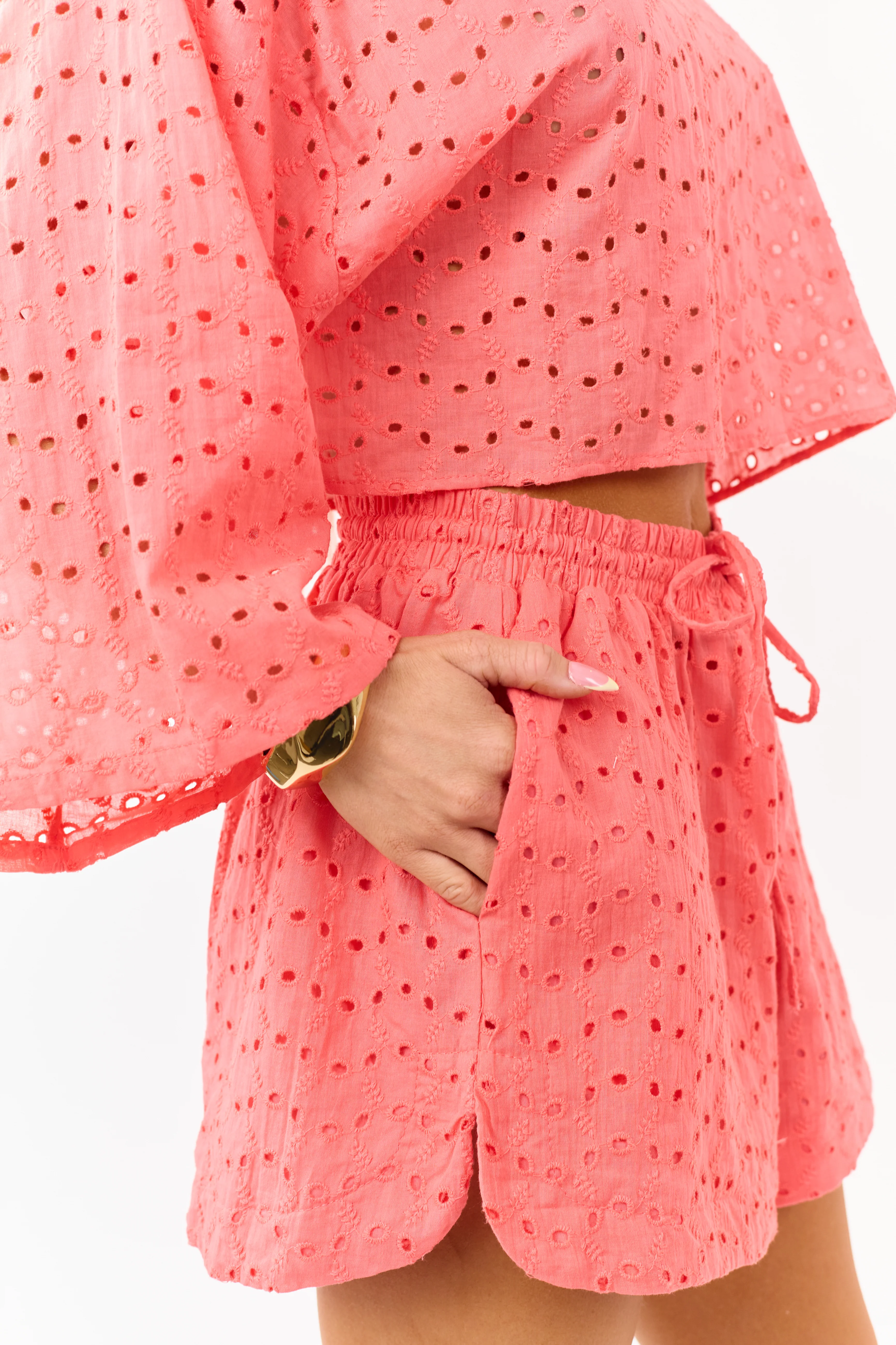 Watermelon Eyelet Cotton Boxy Top and Shorts Set - Image 8