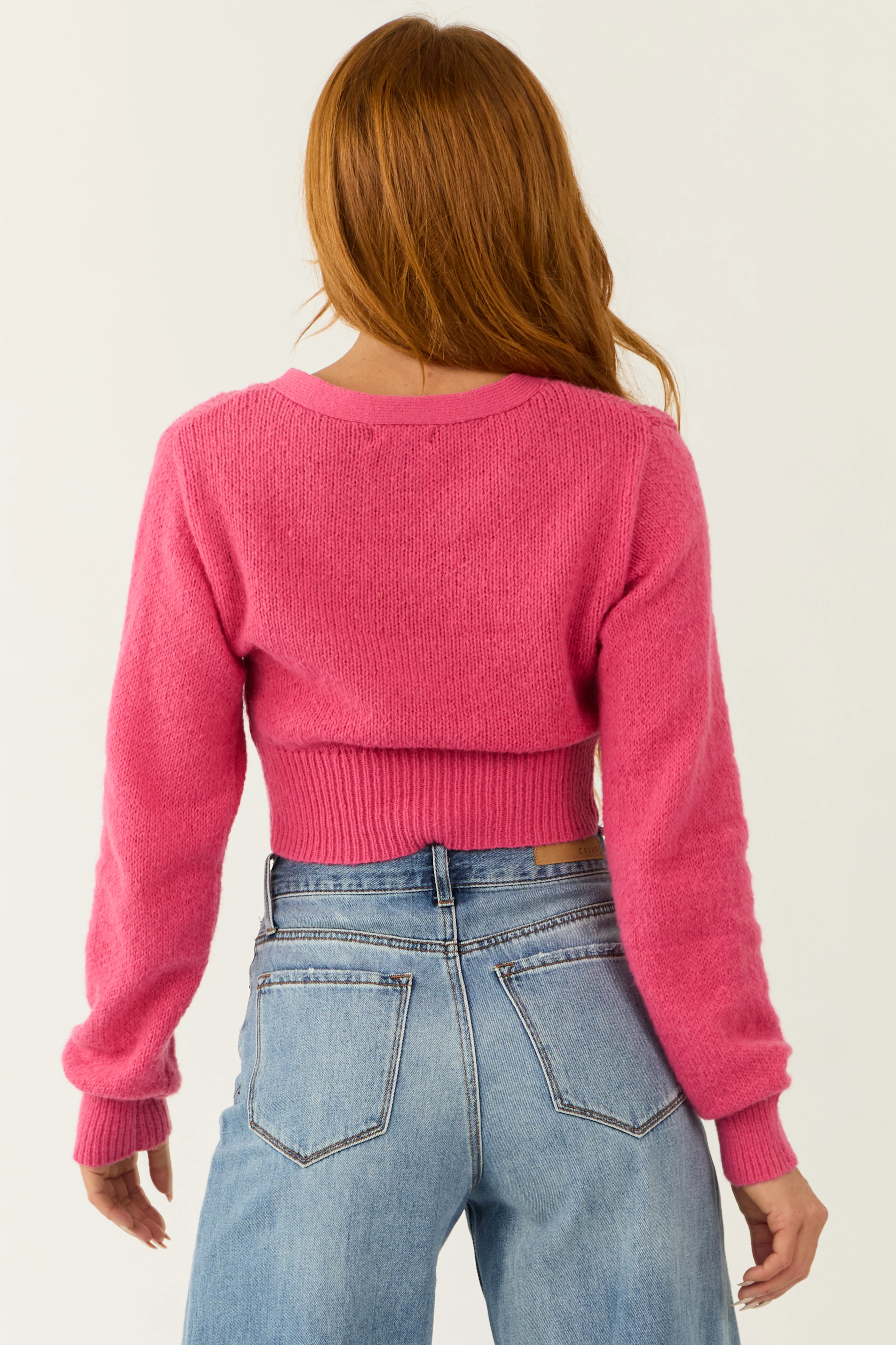 Watermelon Flower Button Cropped Cardigan - Image 5