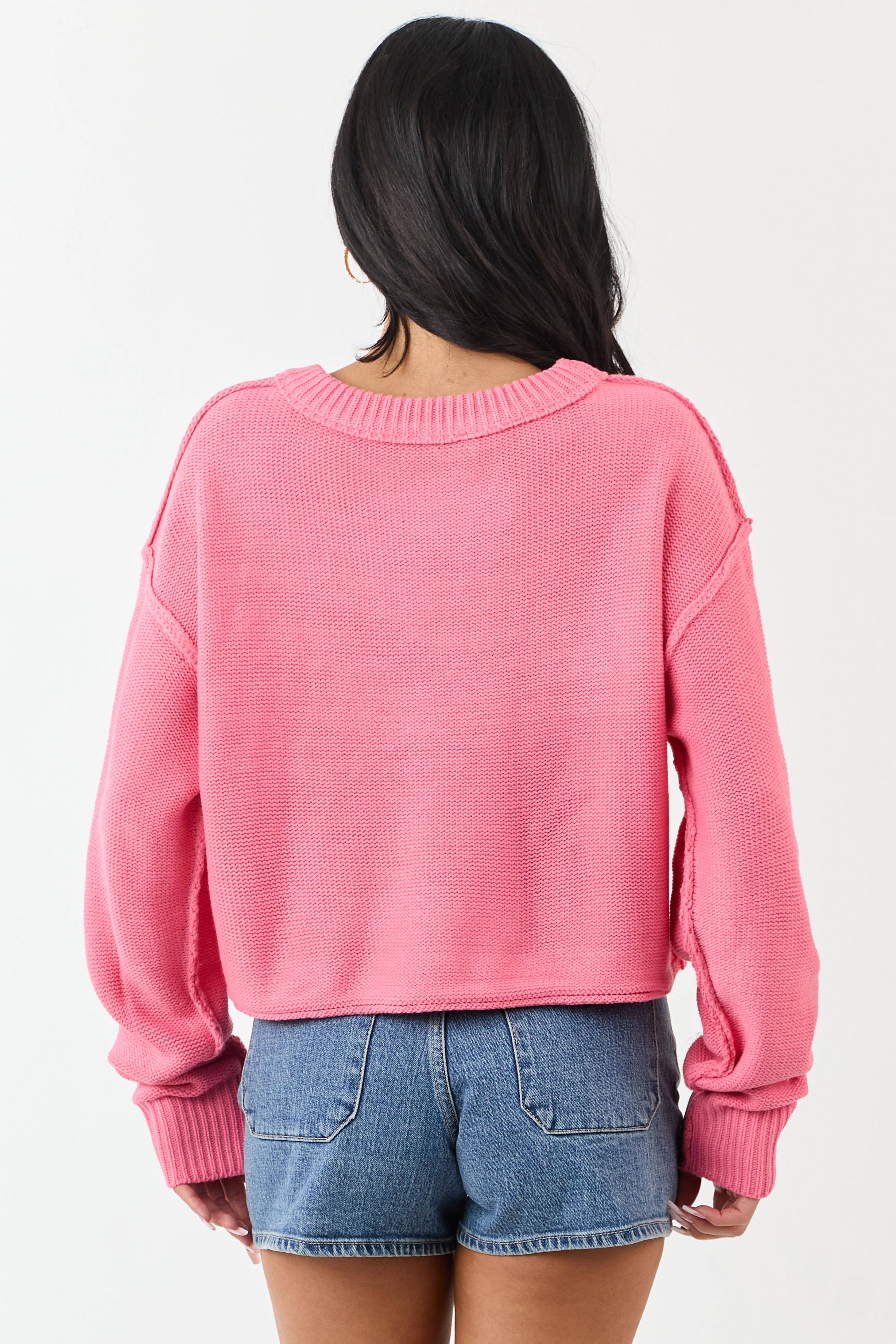 Watermelon Long Sleeve Relaxed Knit Sweater - Image 5