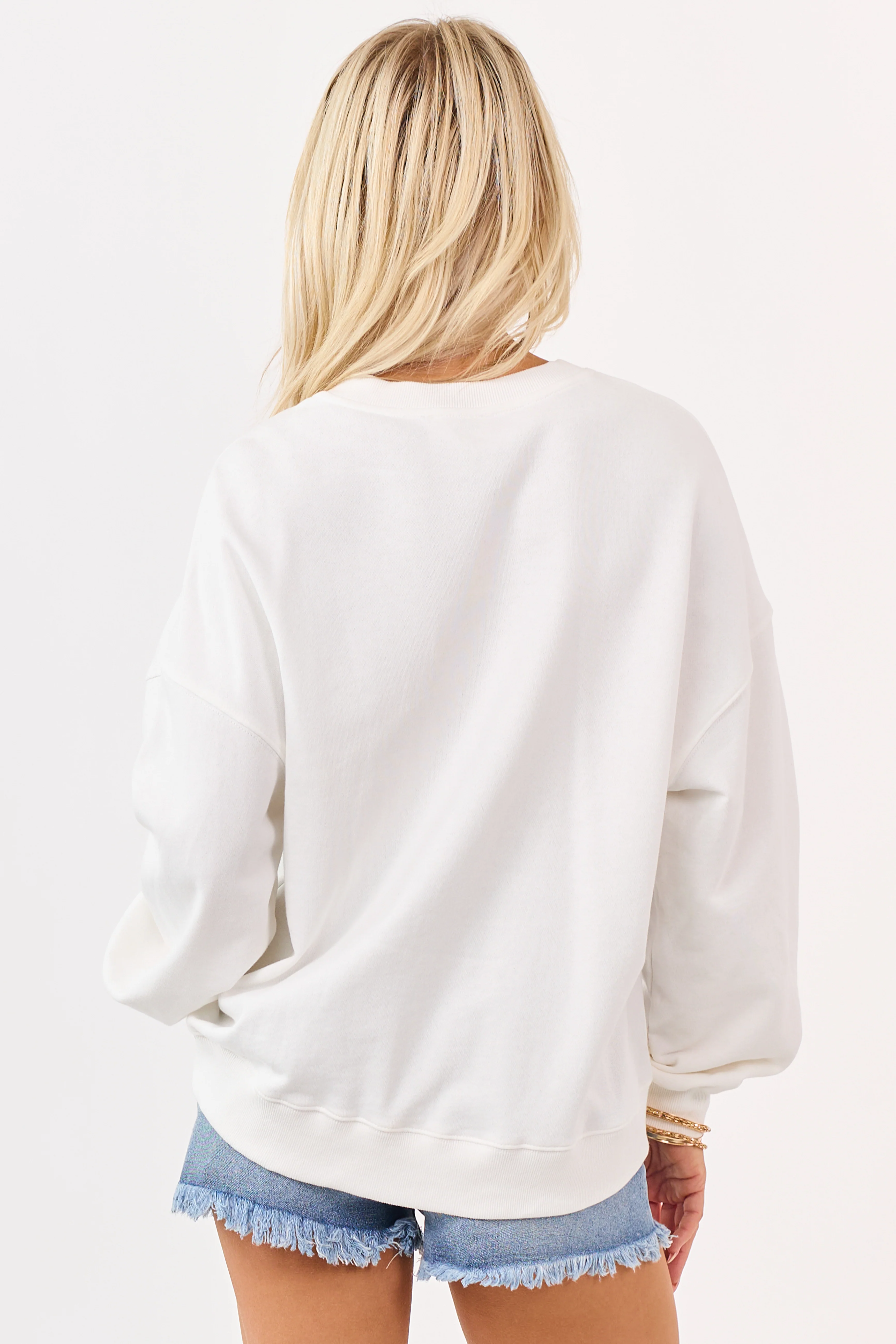 White Embroidered Swim Suit Graphic Cotton Sweatshirt - Image 9